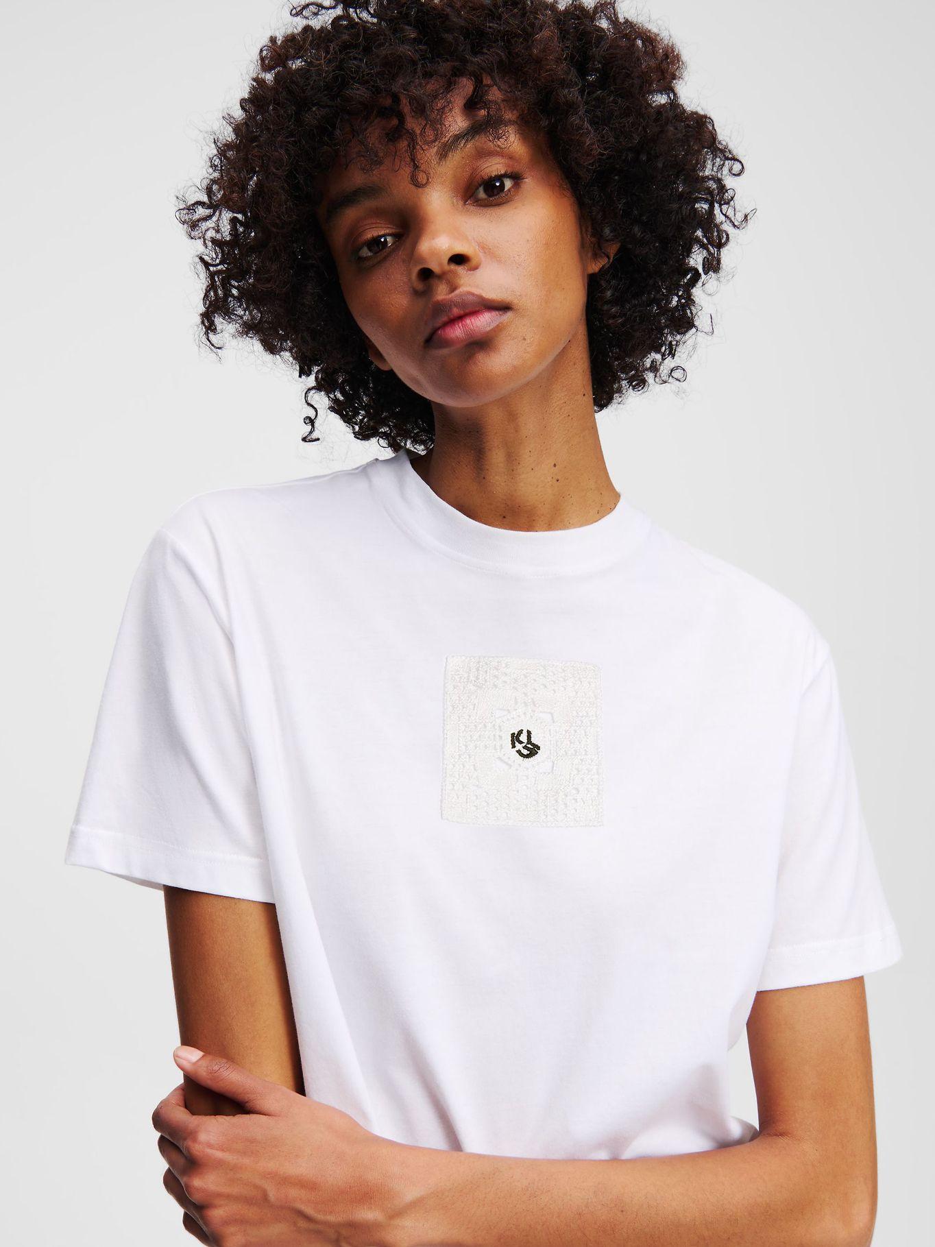 Polera regular con monograma/7 Blanco Karl Lagerfeld-3