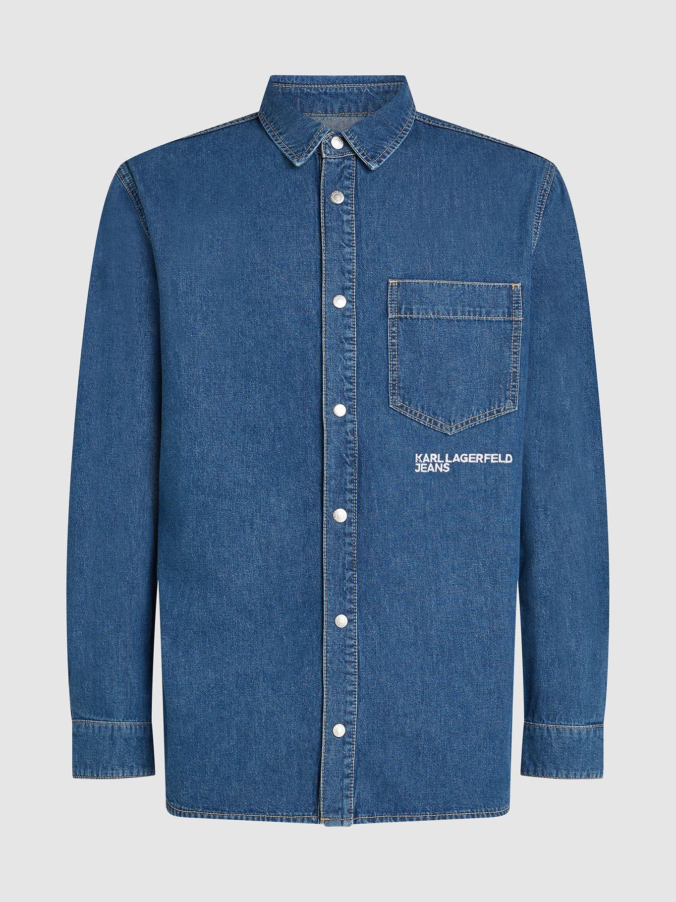 Camisa denim regular fit con logo Azul Karl Lagerfeld-2