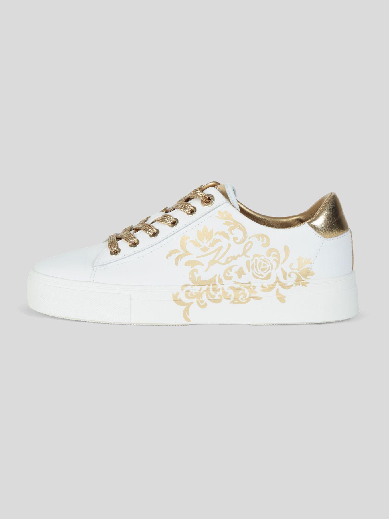 Zapatillas blancas con bordado rococó Blanco Karl-6