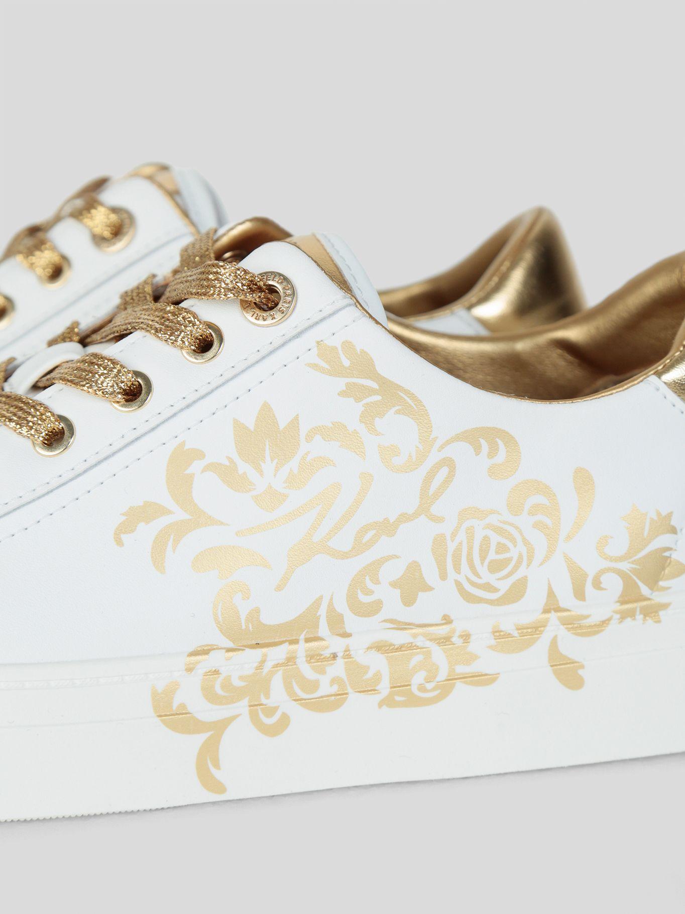 Zapatillas blancas con bordado rococó Blanco Karl-7