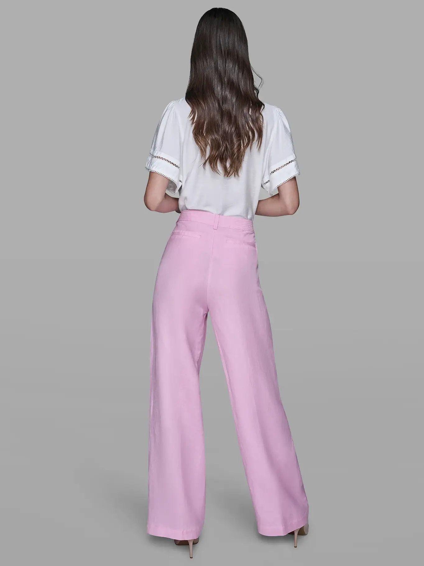 Pantalón de lino blend Rosado Karl Lagerfeld-2