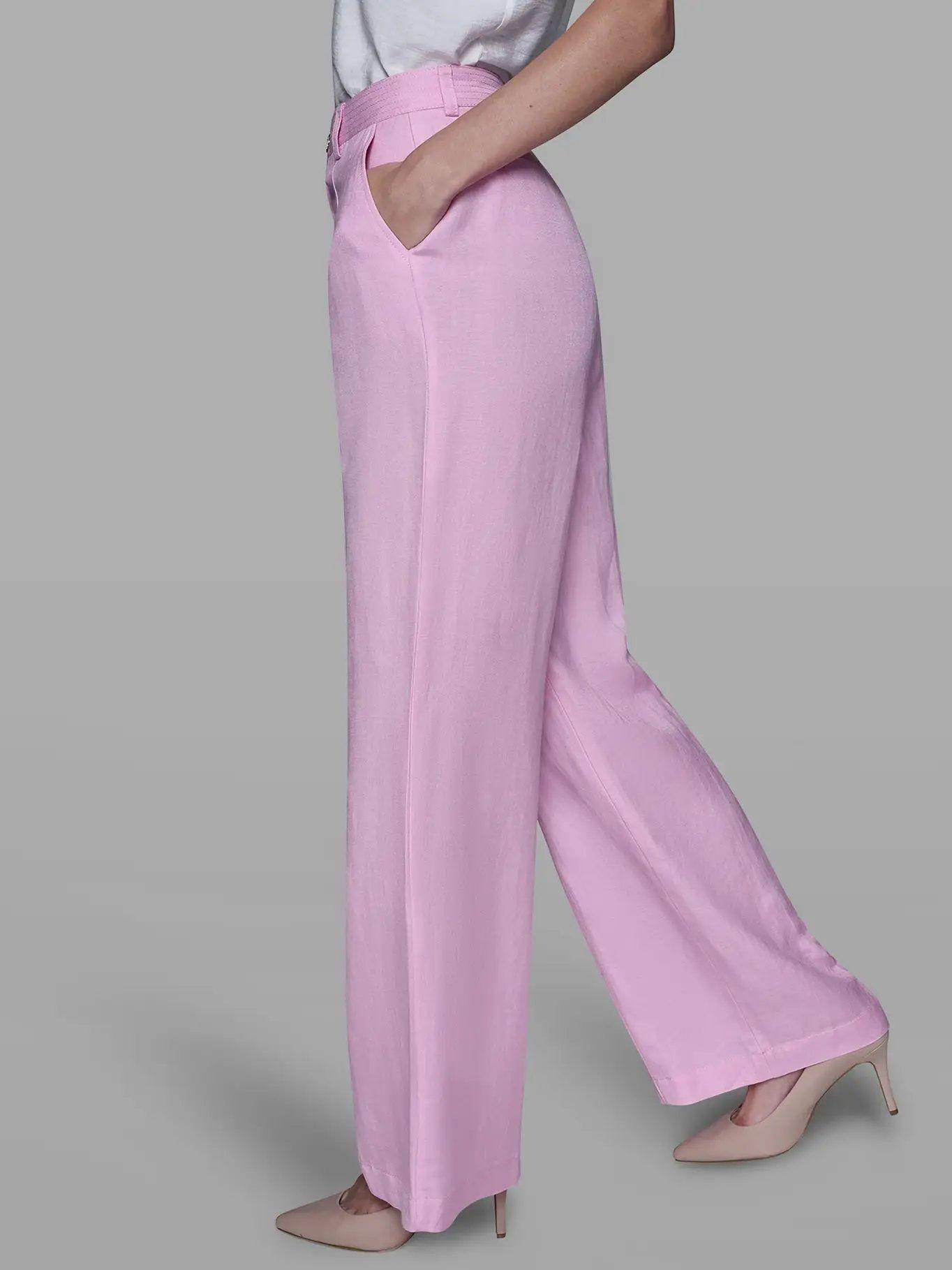 Pantalón de lino blend Rosado Karl Lagerfeld-3