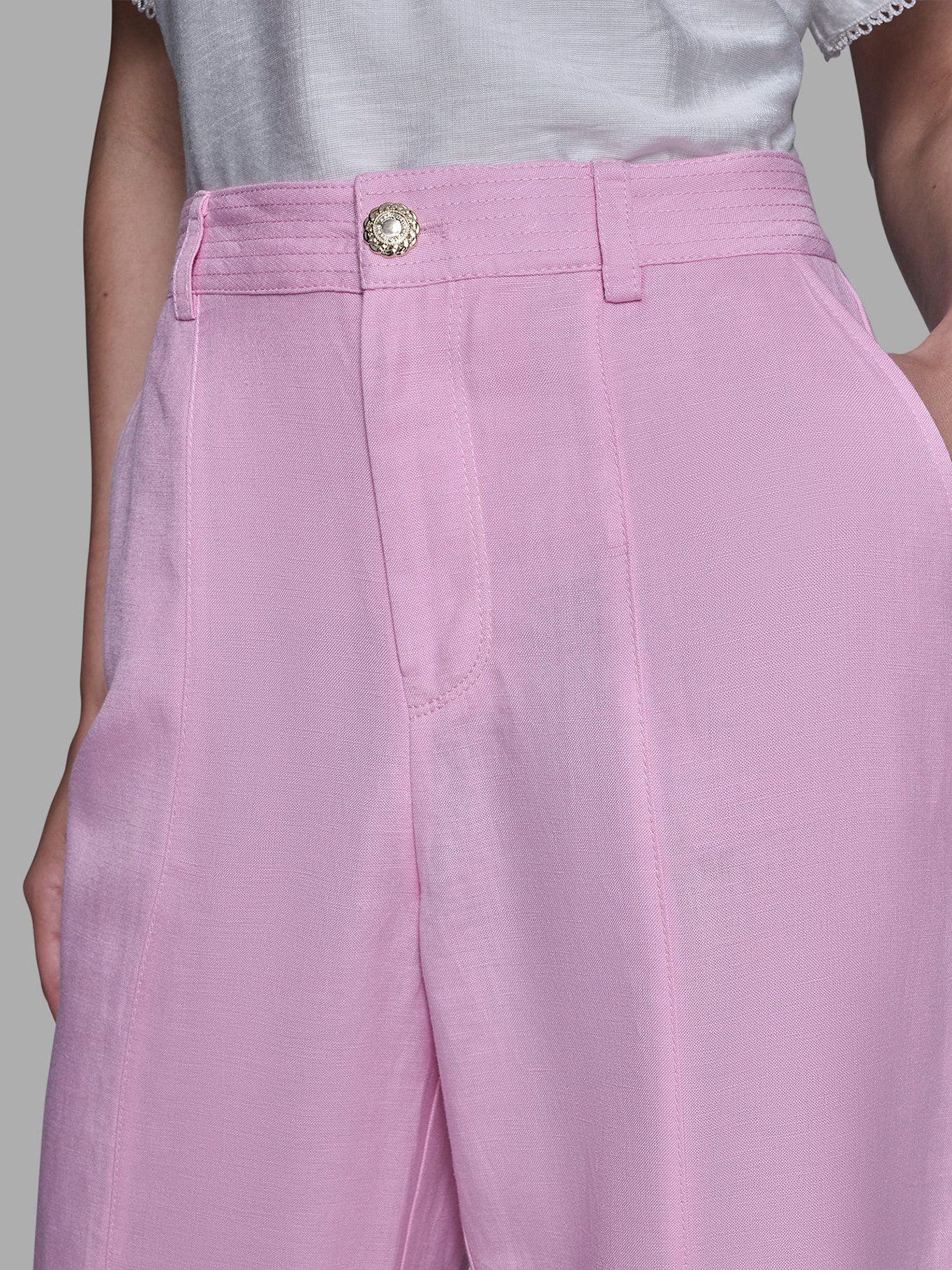 Pantalón de lino blend Rosado Karl Lagerfeld-4