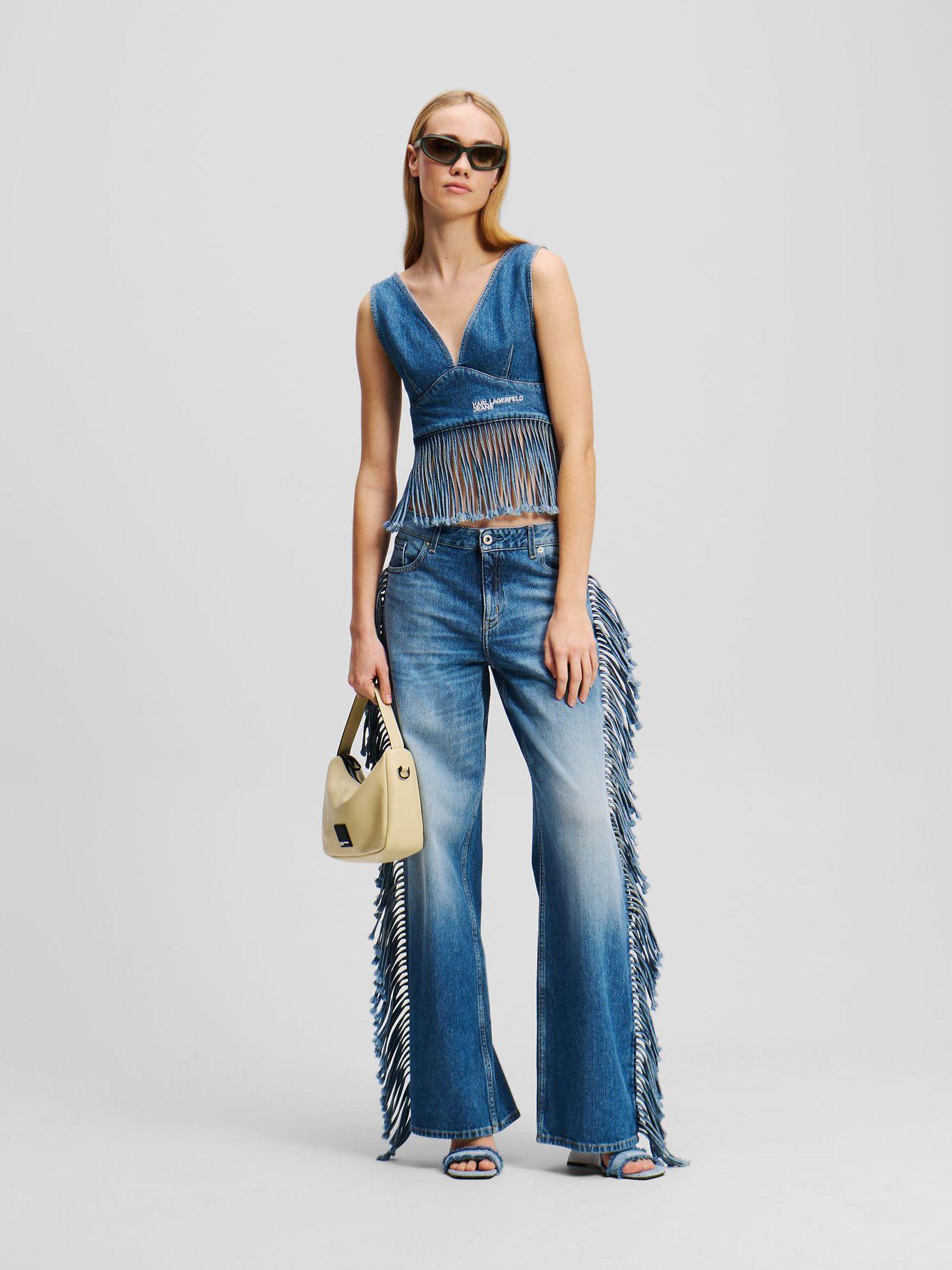 Top denim con flecos Azul Karl Lagerfeld-1