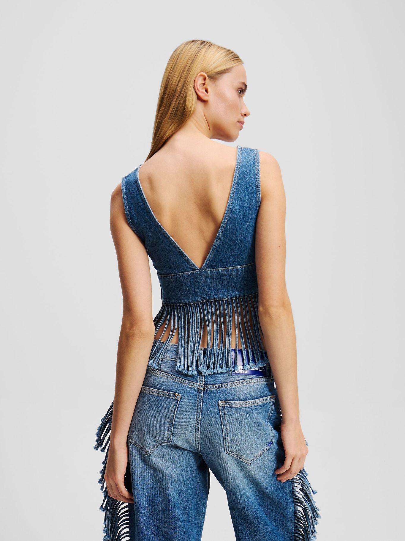 Top denim con flecos Azul Karl Lagerfeld-2