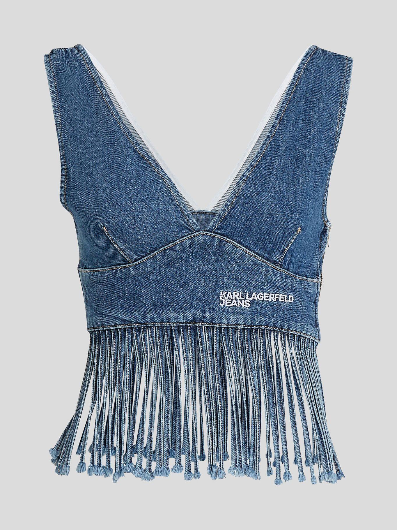 Top denim con flecos Azul Karl Lagerfeld-4