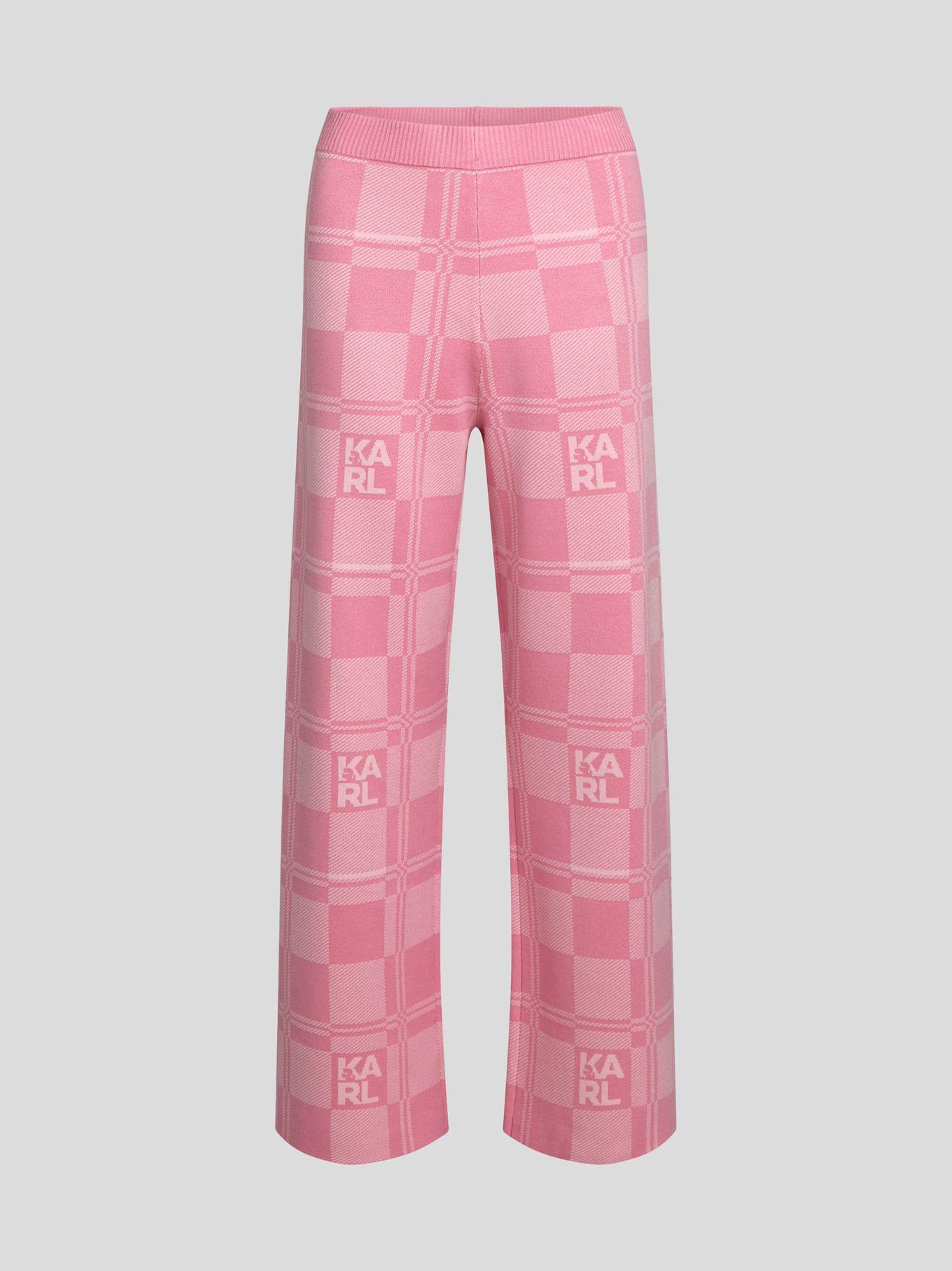 Pantalón varsity con cuadros Rosado Karl Lagerfeld-0
