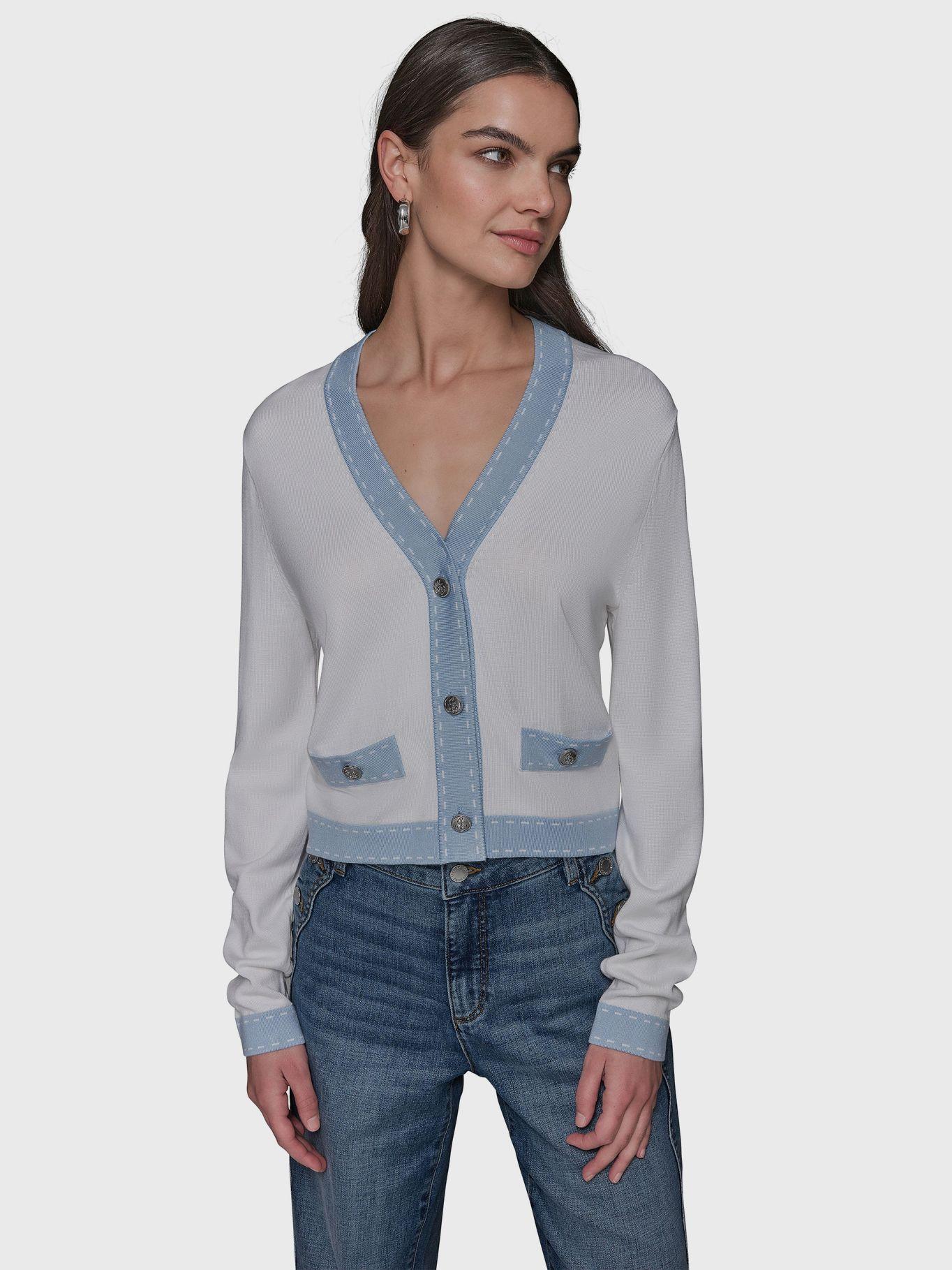 Sweater con escote en V Celeste Karl Lagerfeld-0