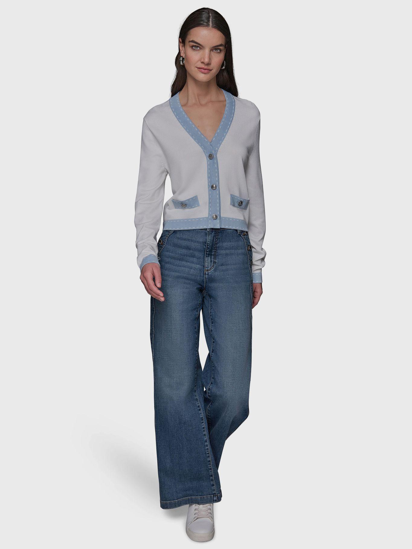 Sweater con escote en V Celeste Karl Lagerfeld-1