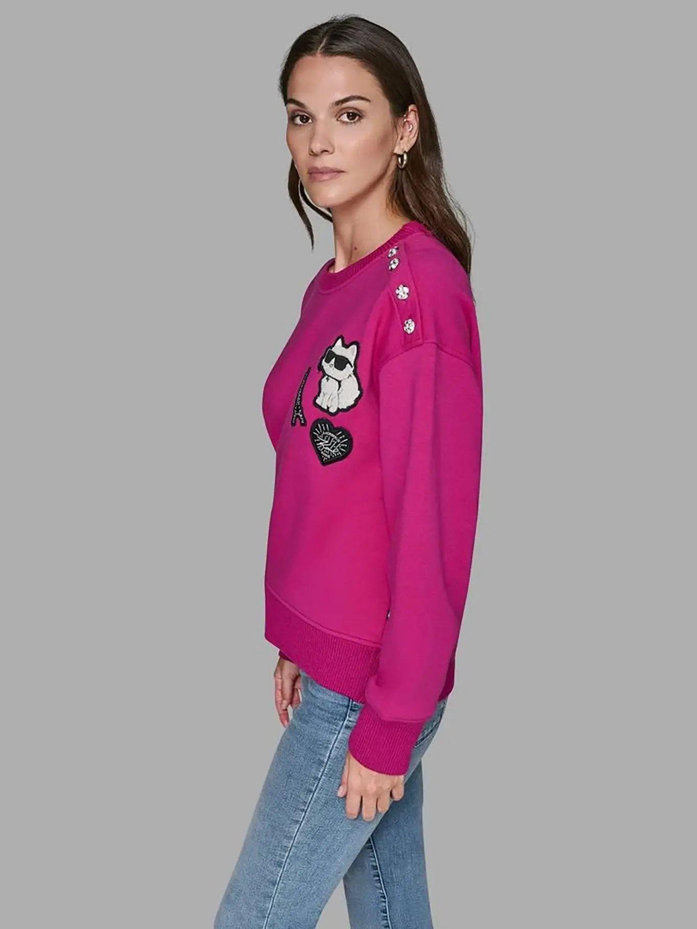 Polerón con parche de Choupette Fucsia Karl Lagerfeld-3