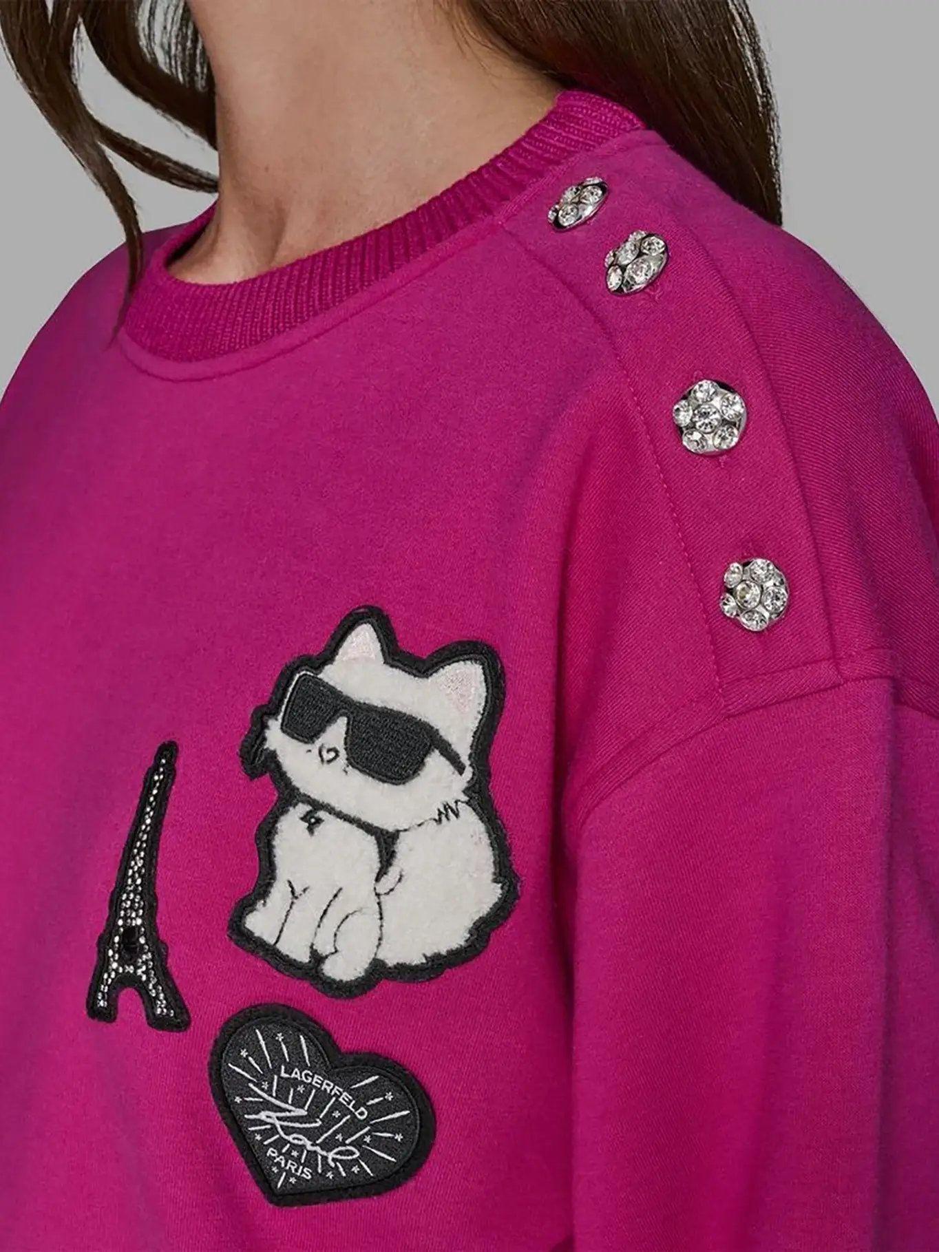 Polerón con parche de Choupette Fucsia Karl Lagerfeld-4