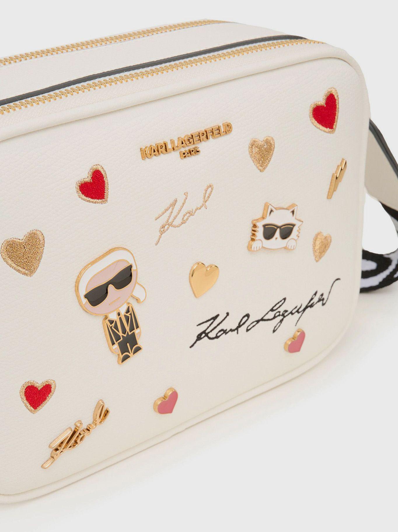 Cartera cruzada Maybelle de pinesBlanco Karl Lagerfeld-3