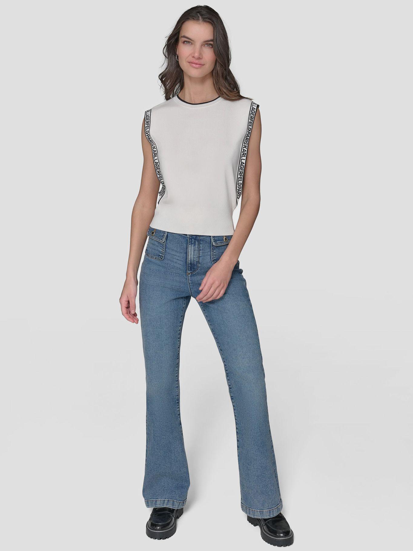 Polera sin magas detalles fuelle Blanco Karl Lagerfeld-0