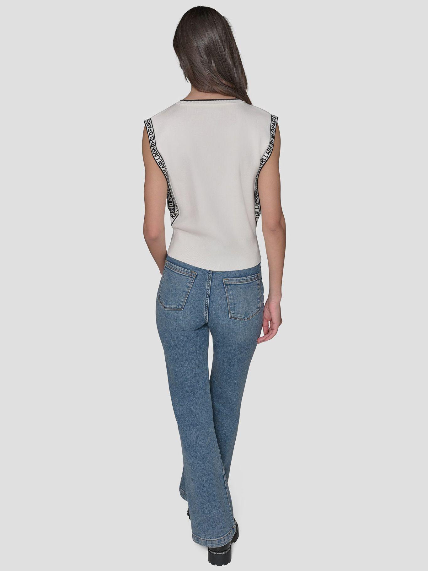 Polera sin magas detalles fuelle Blanco Karl Lagerfeld-1