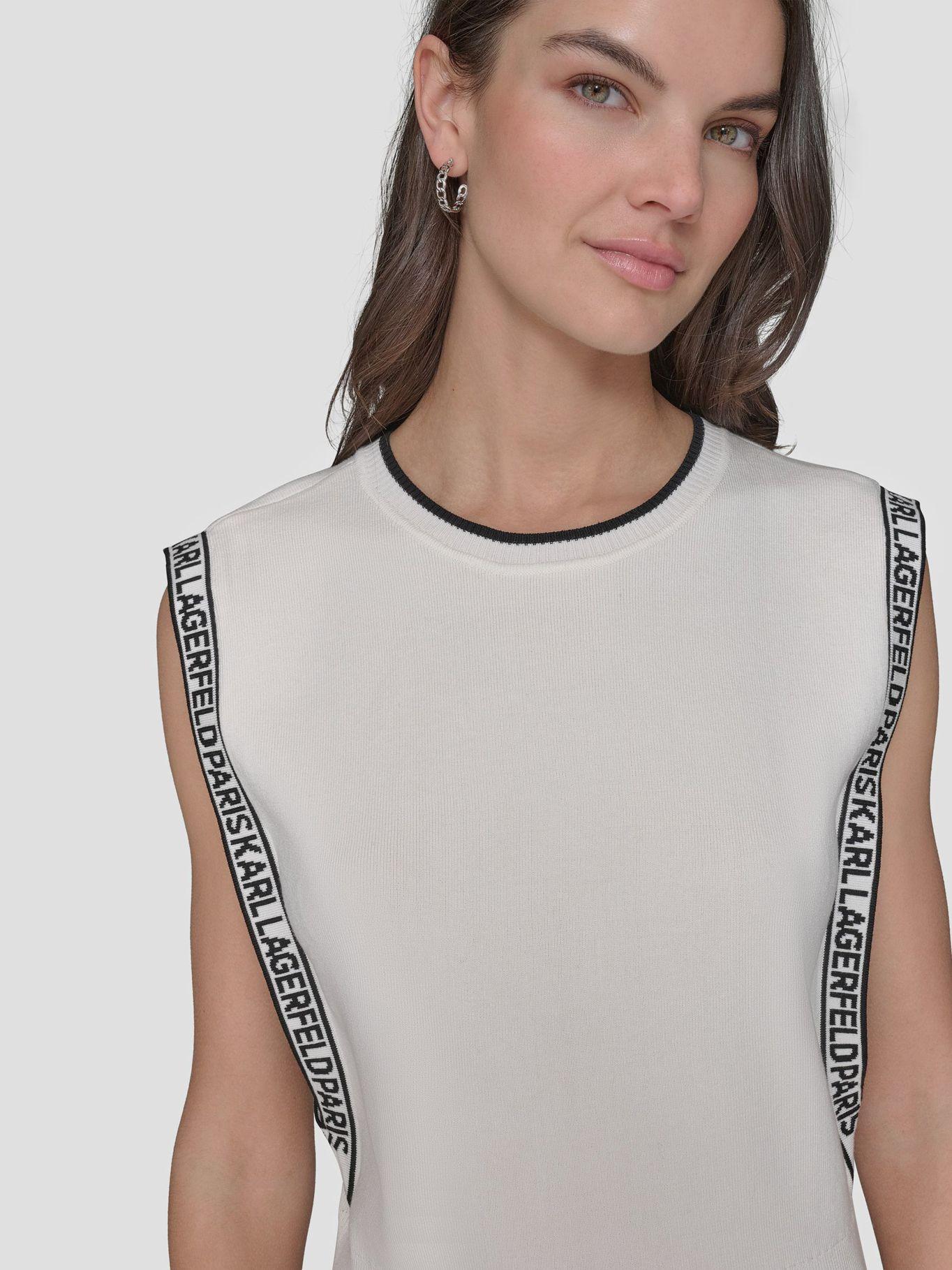 Polera sin magas detalles fuelle Blanco Karl Lagerfeld-2