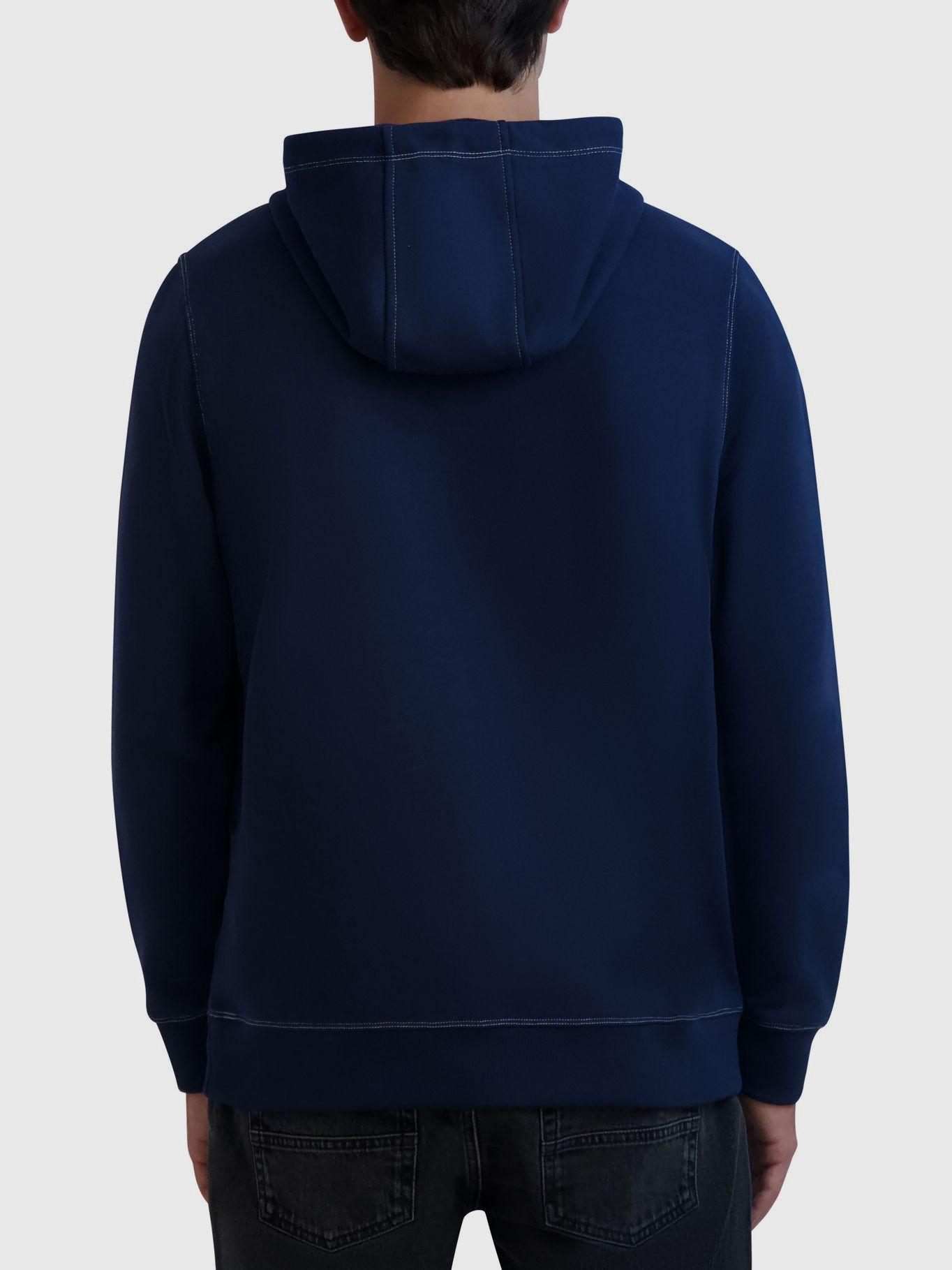 Polerón gorro y logo falso bordado en el pecho Azul-2