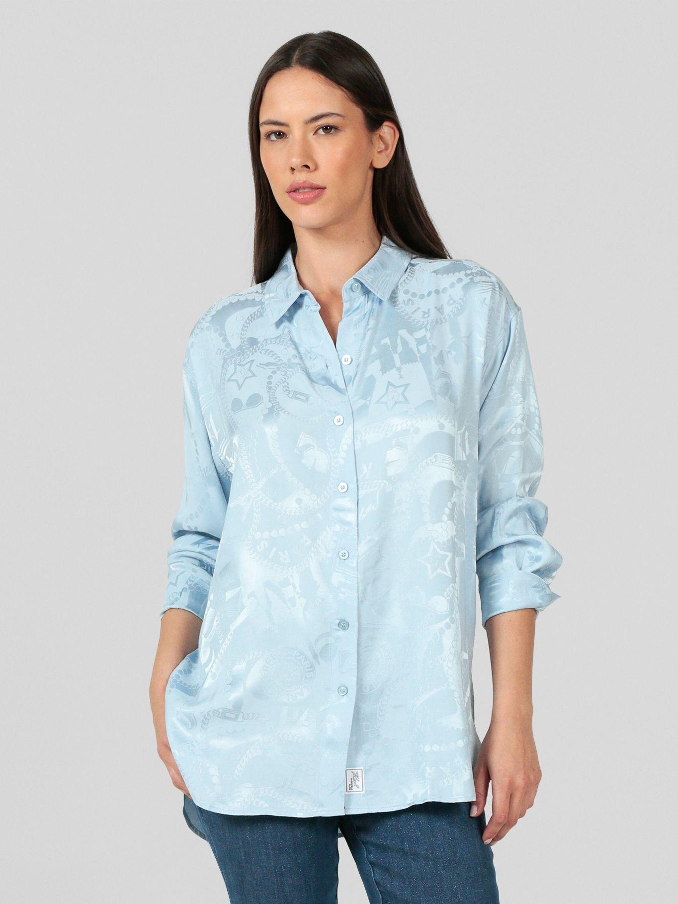 Camisa oversize con logotipo Azul Karl Lagerfeld-0