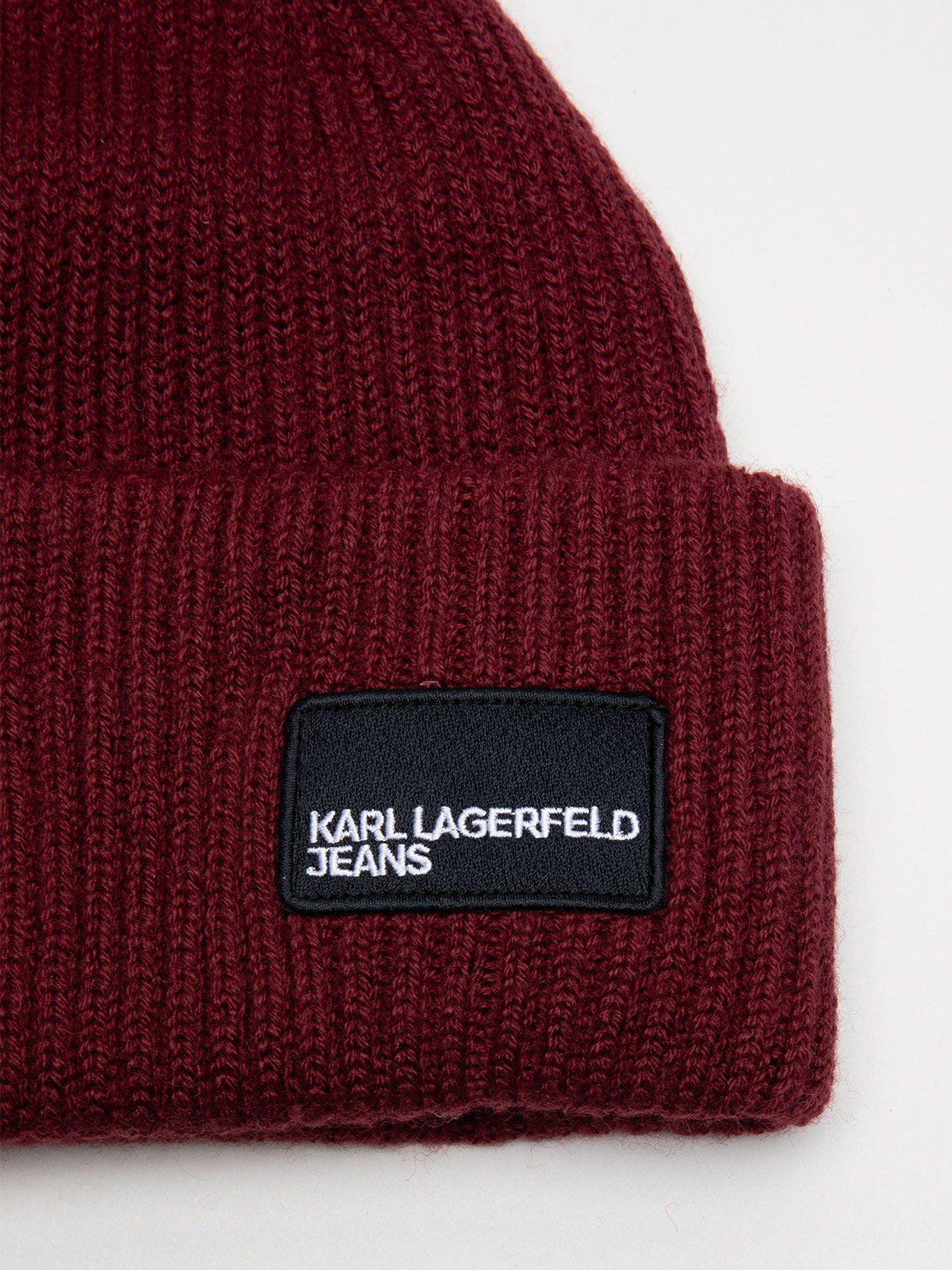 Gorro largo tejido parche frontal Burdeo Karl Lagerfeld-3