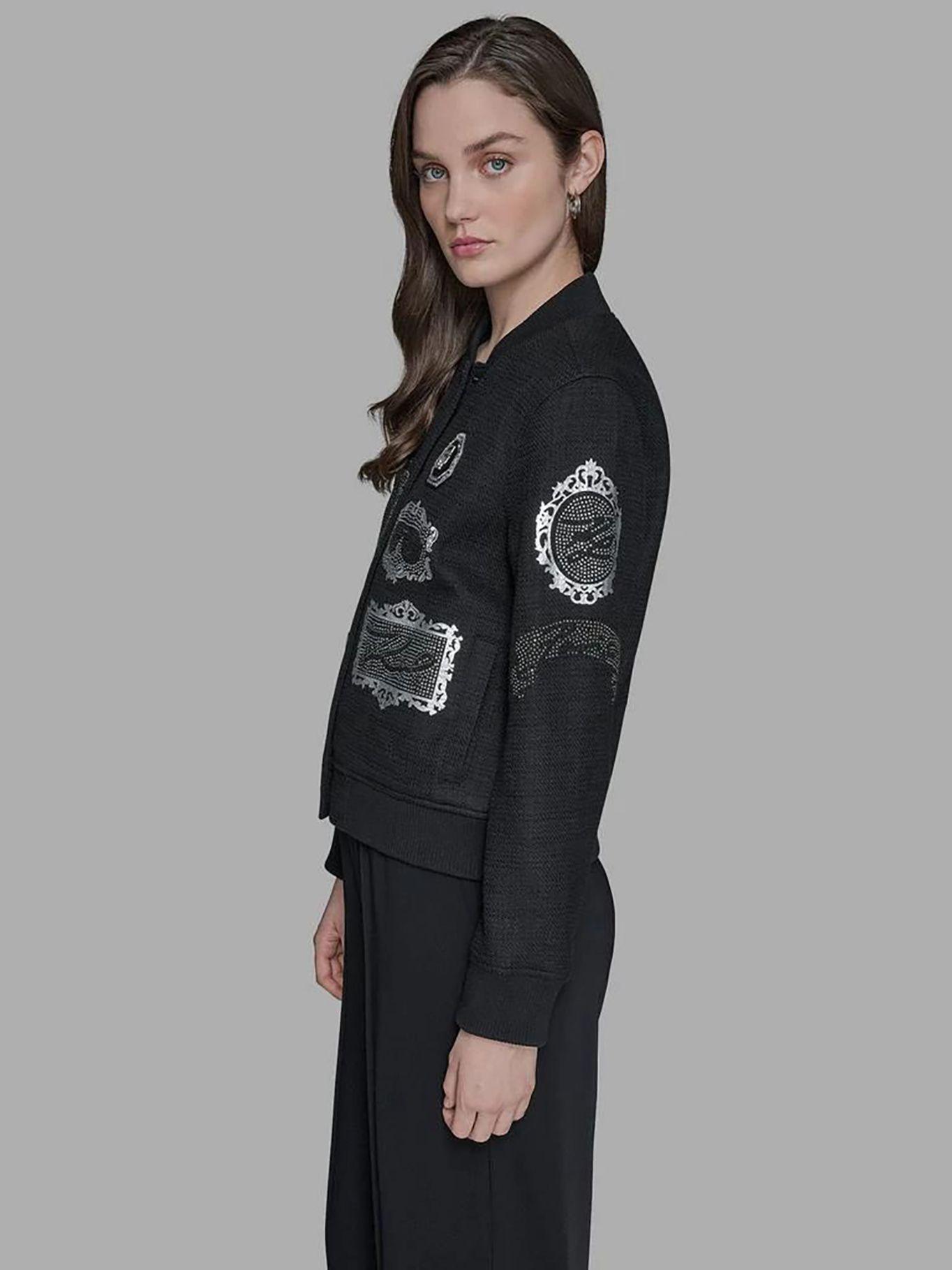 Chaqueta bomber con motivos Karl Negro Karl Lagerfeld-3