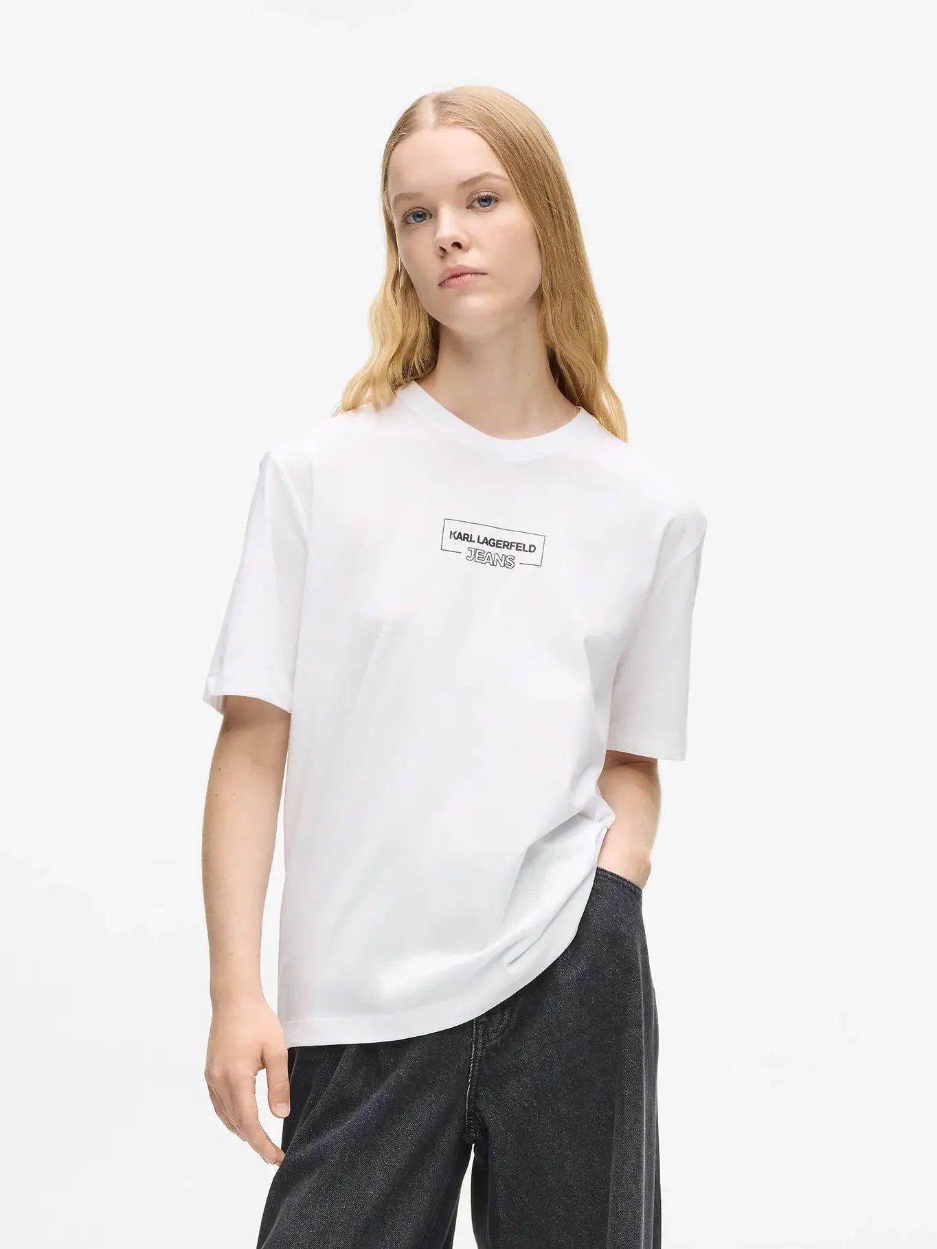Polera regular con logo outline Blanco Karl Lagerfeld-0