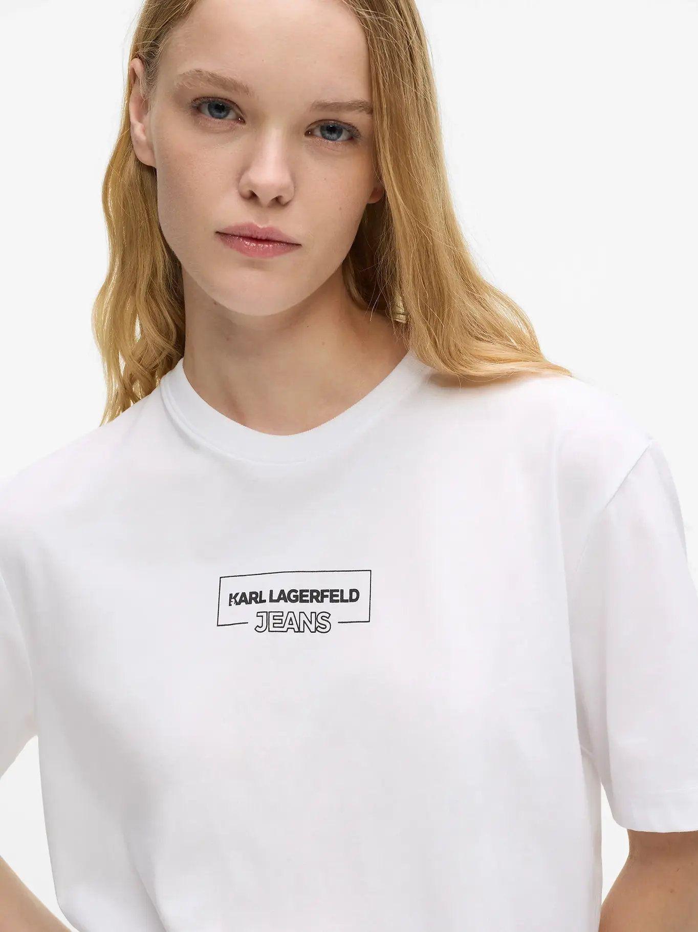 Polera regular con logo outline Blanco Karl Lagerfeld-3