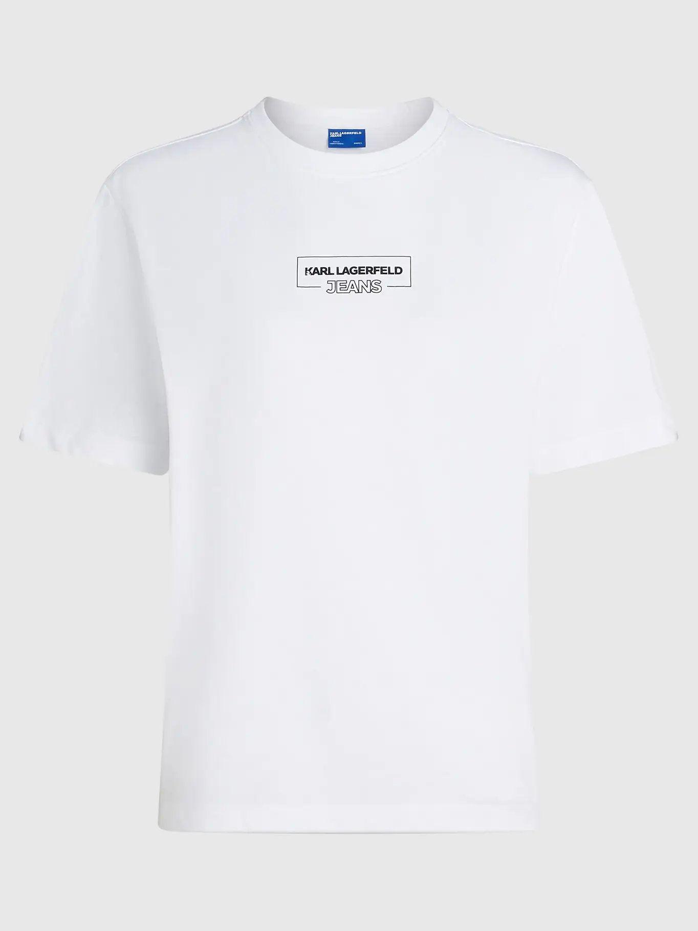 Polera regular con logo outline Blanco Karl Lagerfeld-4