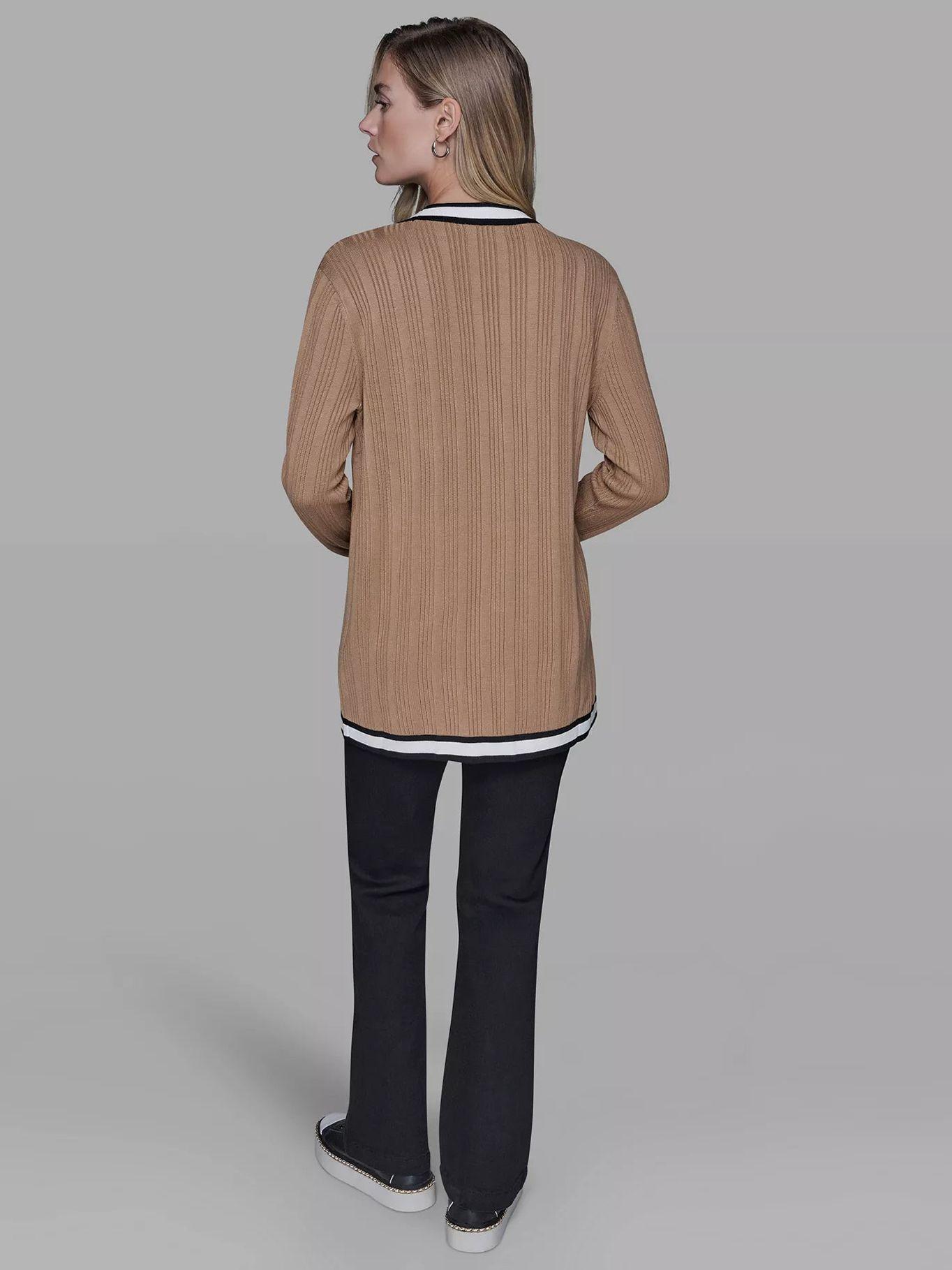 Cárdigan largo bolsillos laterales Beige Karl Lagerfeld-2