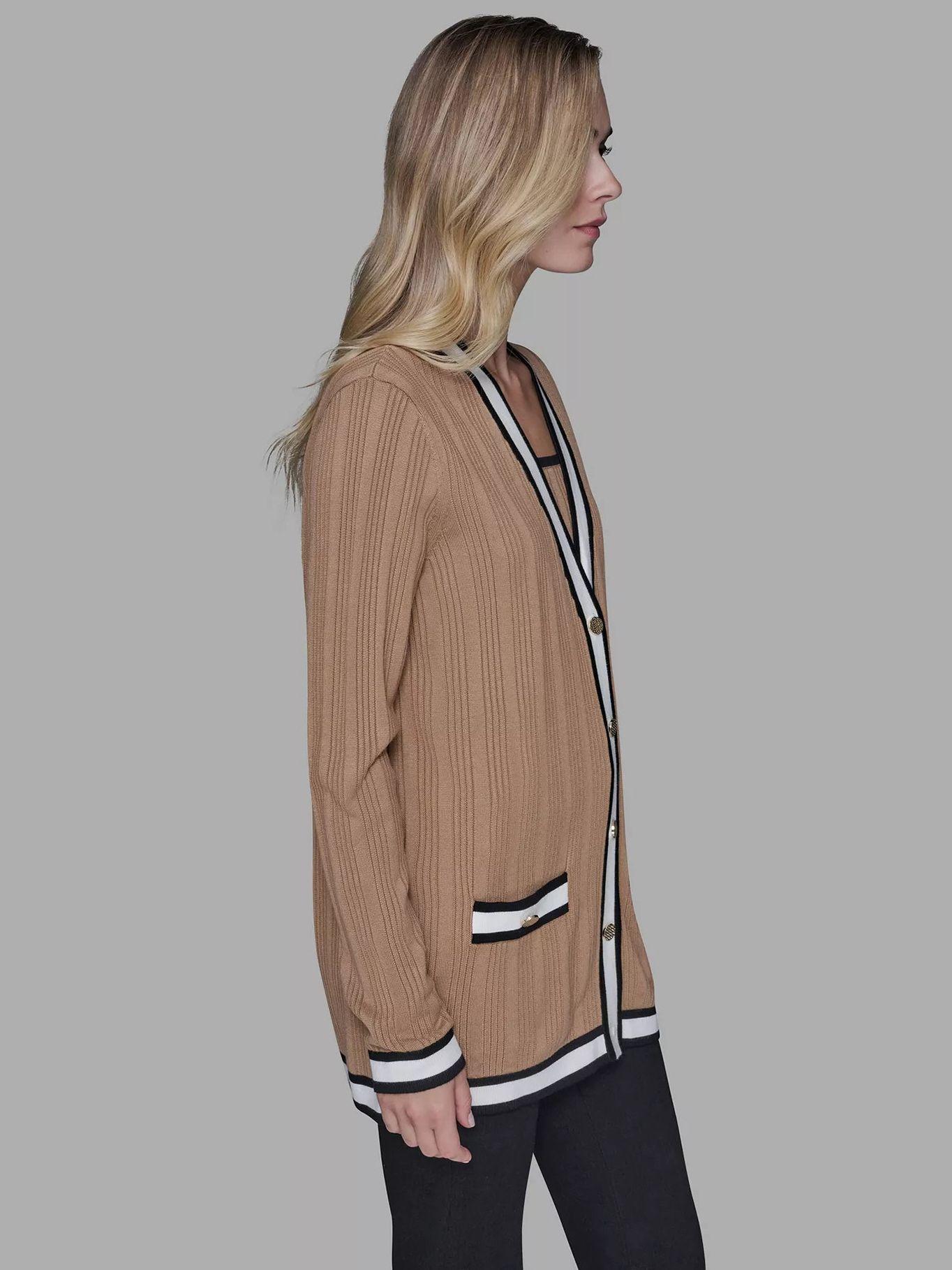 Cárdigan largo bolsillos laterales Beige Karl Lagerfeld-3