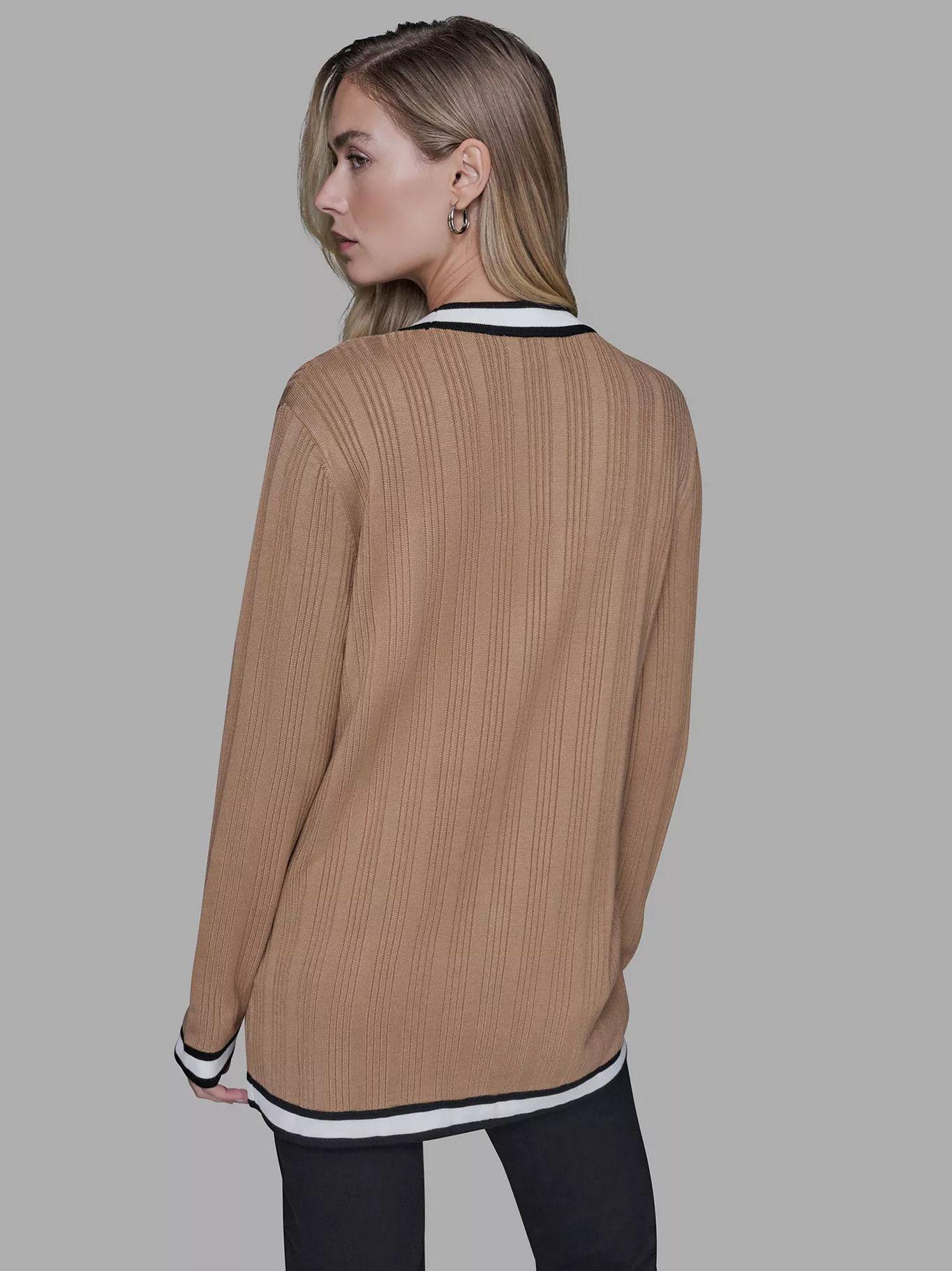 Cárdigan largo bolsillos laterales Beige Karl Lagerfeld-4