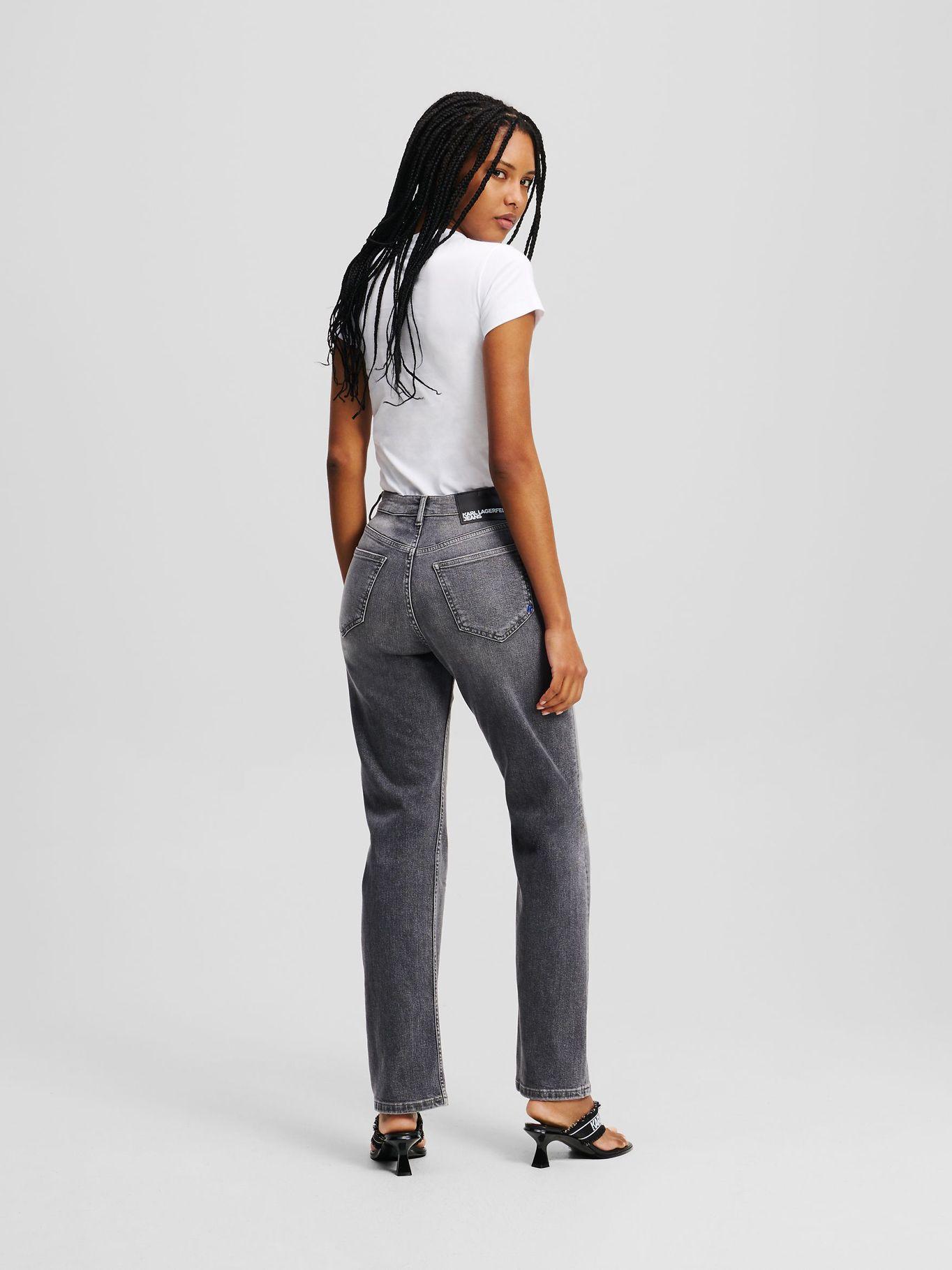 Jeans rectos de talle alto Gris Karl Lagerfeld-2