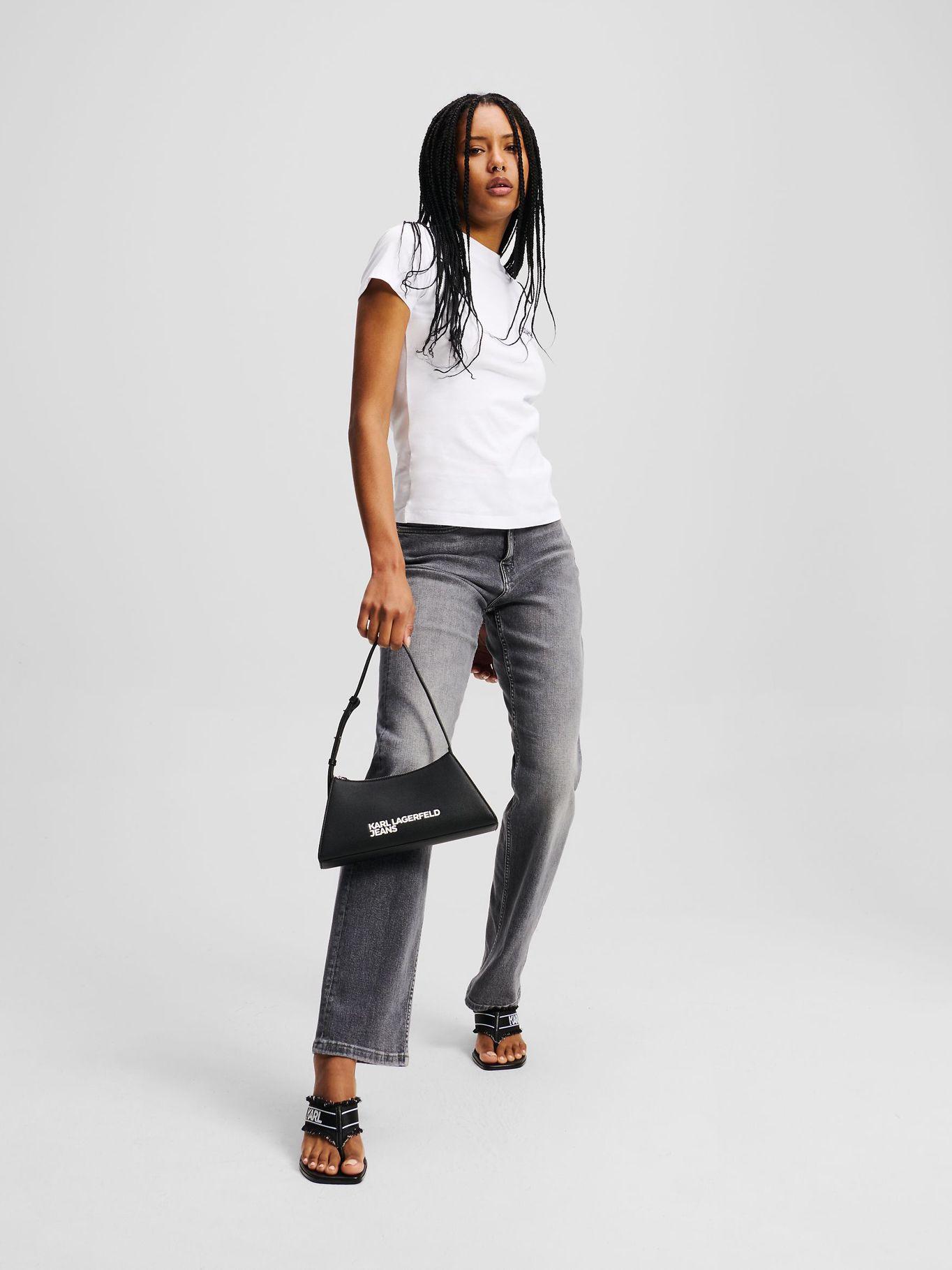 Jeans rectos de talle alto Gris Karl Lagerfeld-3