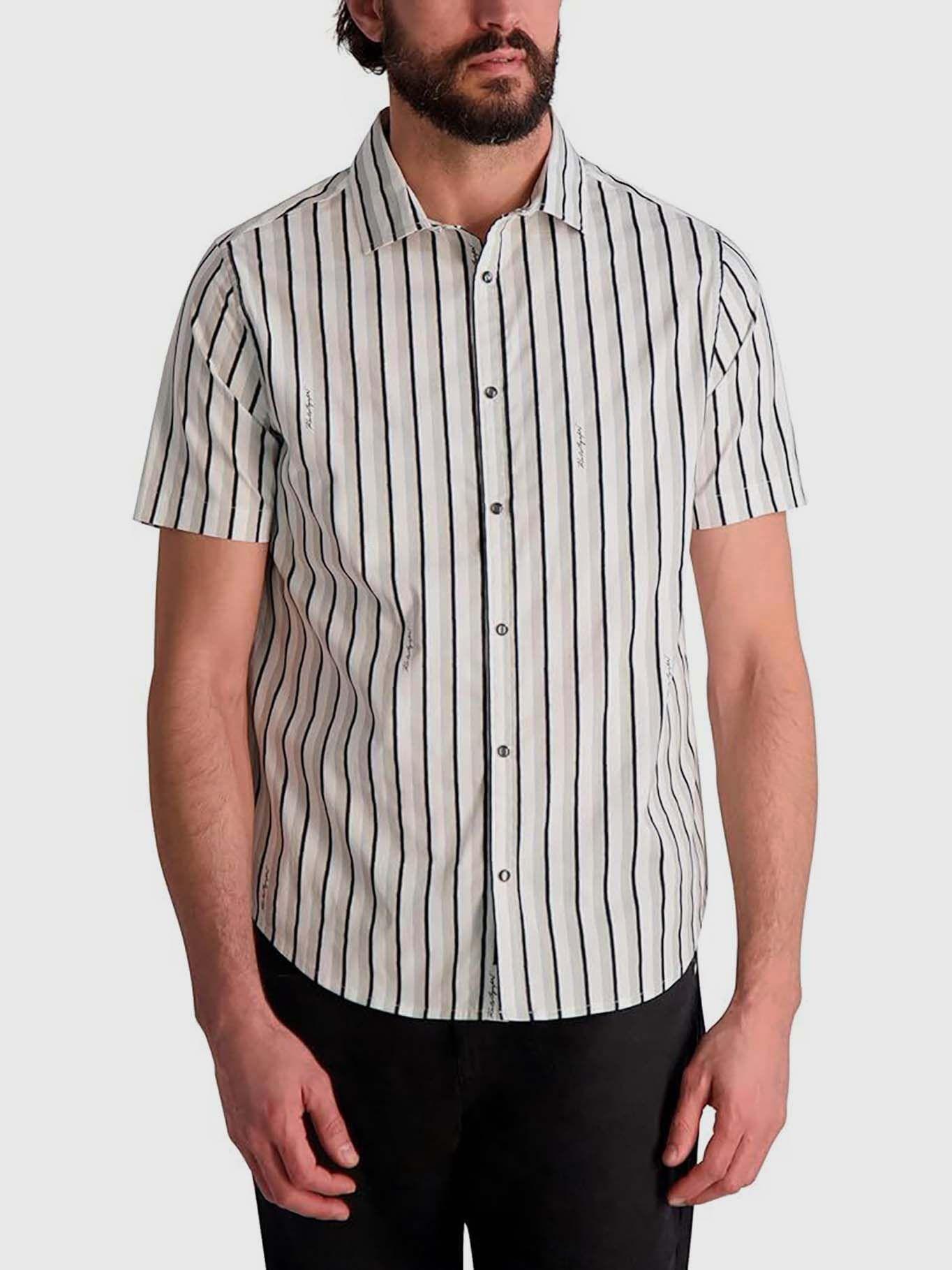 Camisa de manga corta a rayas Azul Karl Lagerfeld-0