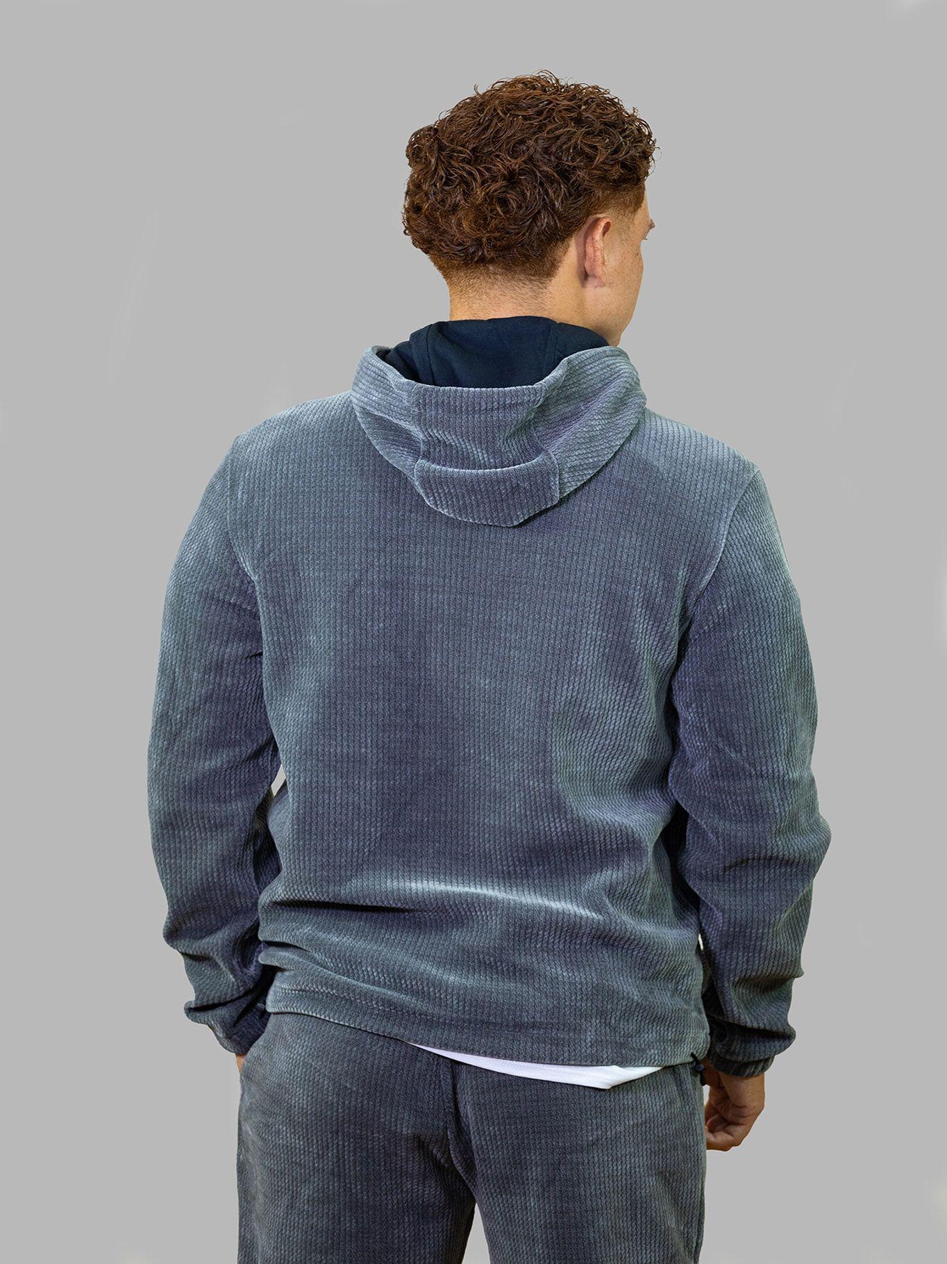 Polerón gorro punto texturizado efecto pana Gris-2