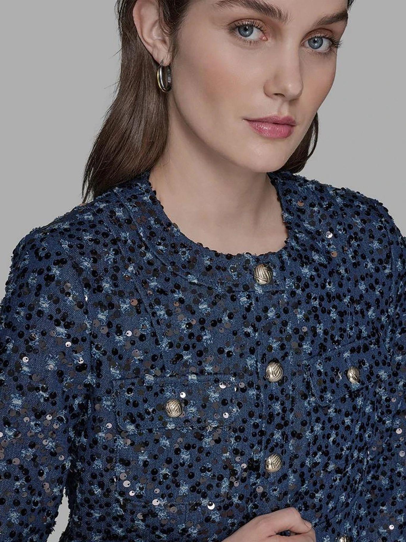 Chaqueta denim croppe Azul Karl Lagerfeld-4