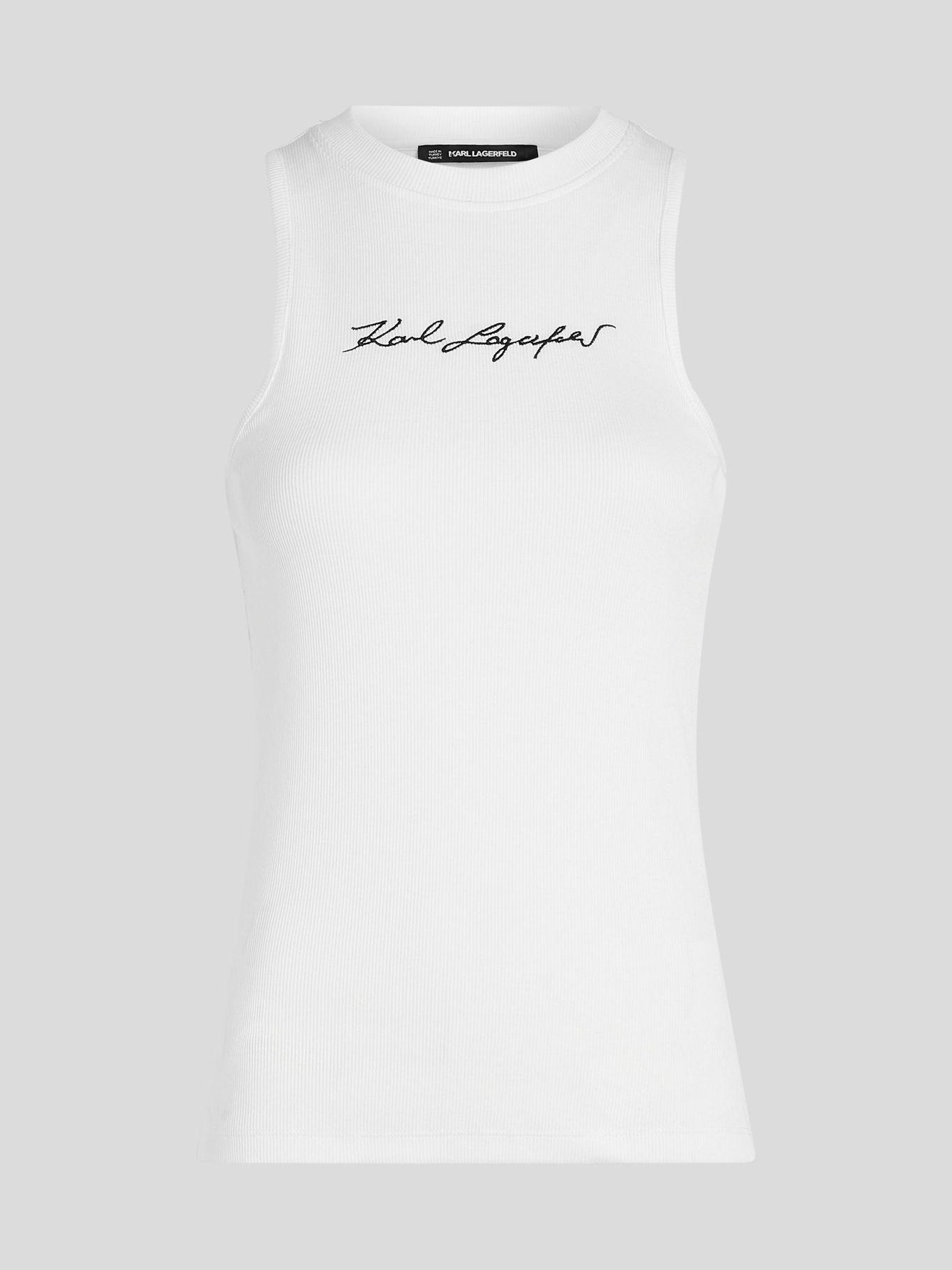 Polera acanalada sin mangas-Blanco Karl Lagerfeld-0