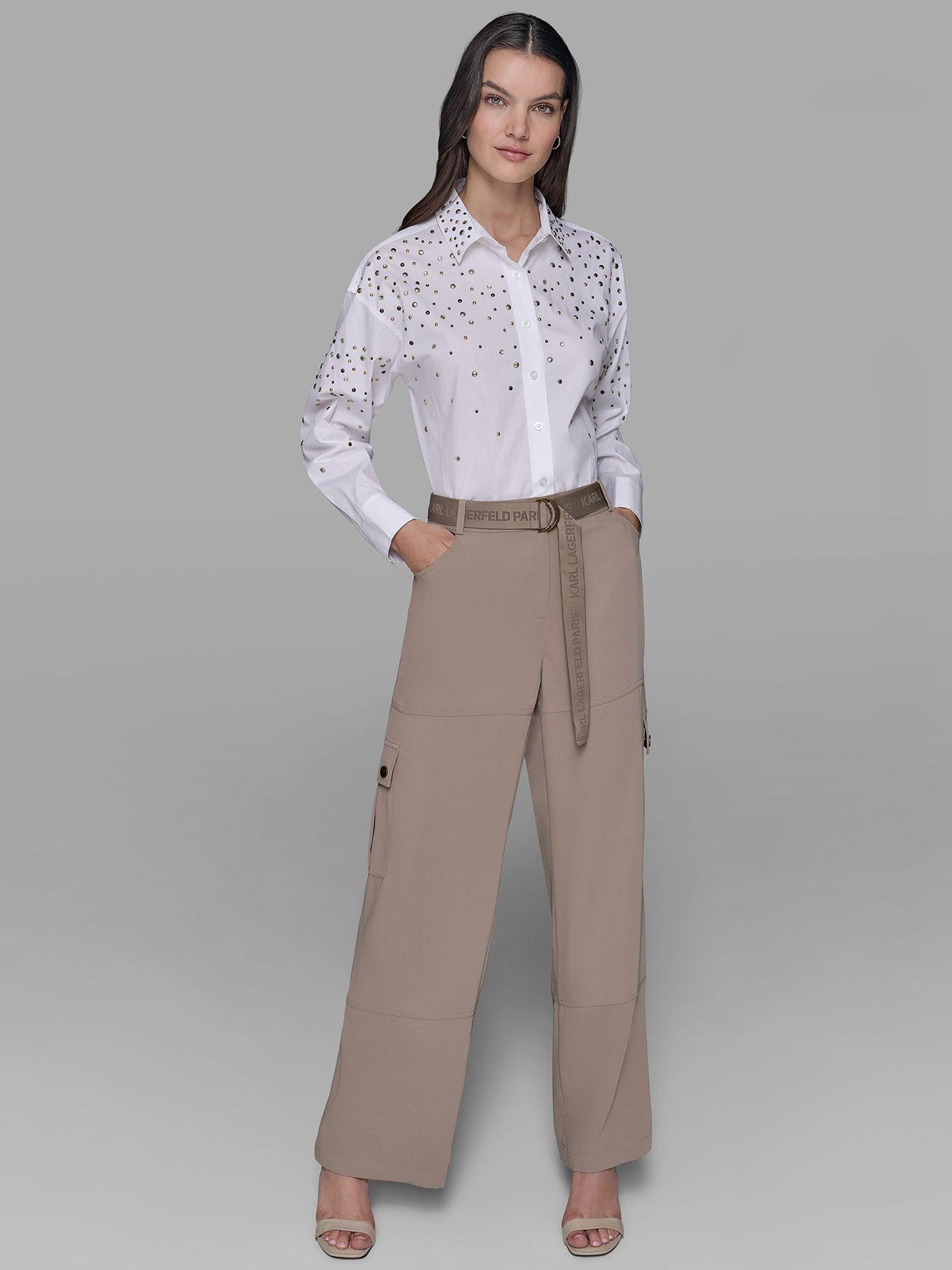 Pantalón cargo cinturón Crema Karl Lagerfeld-0