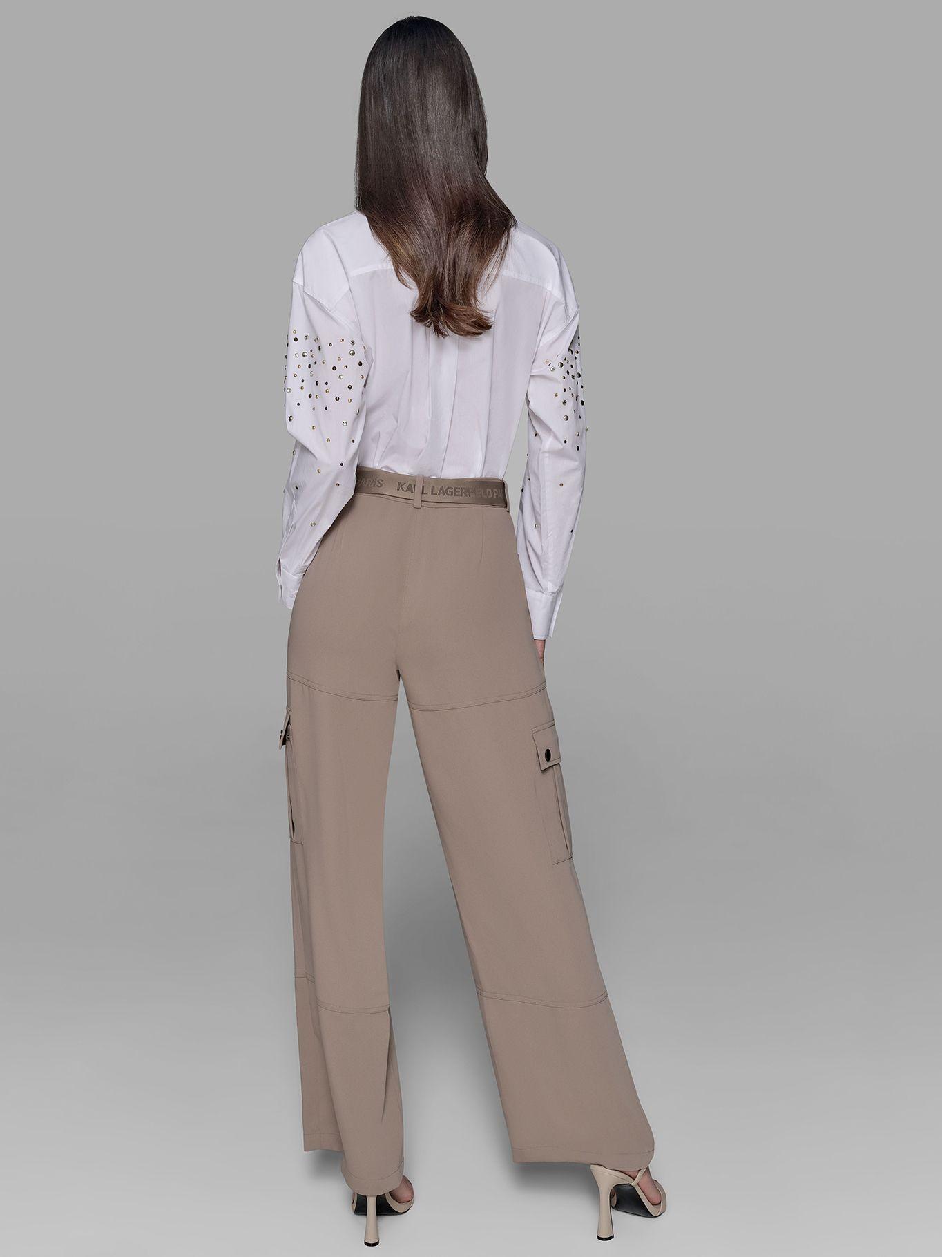 Pantalón cargo cinturón Crema Karl Lagerfeld-5