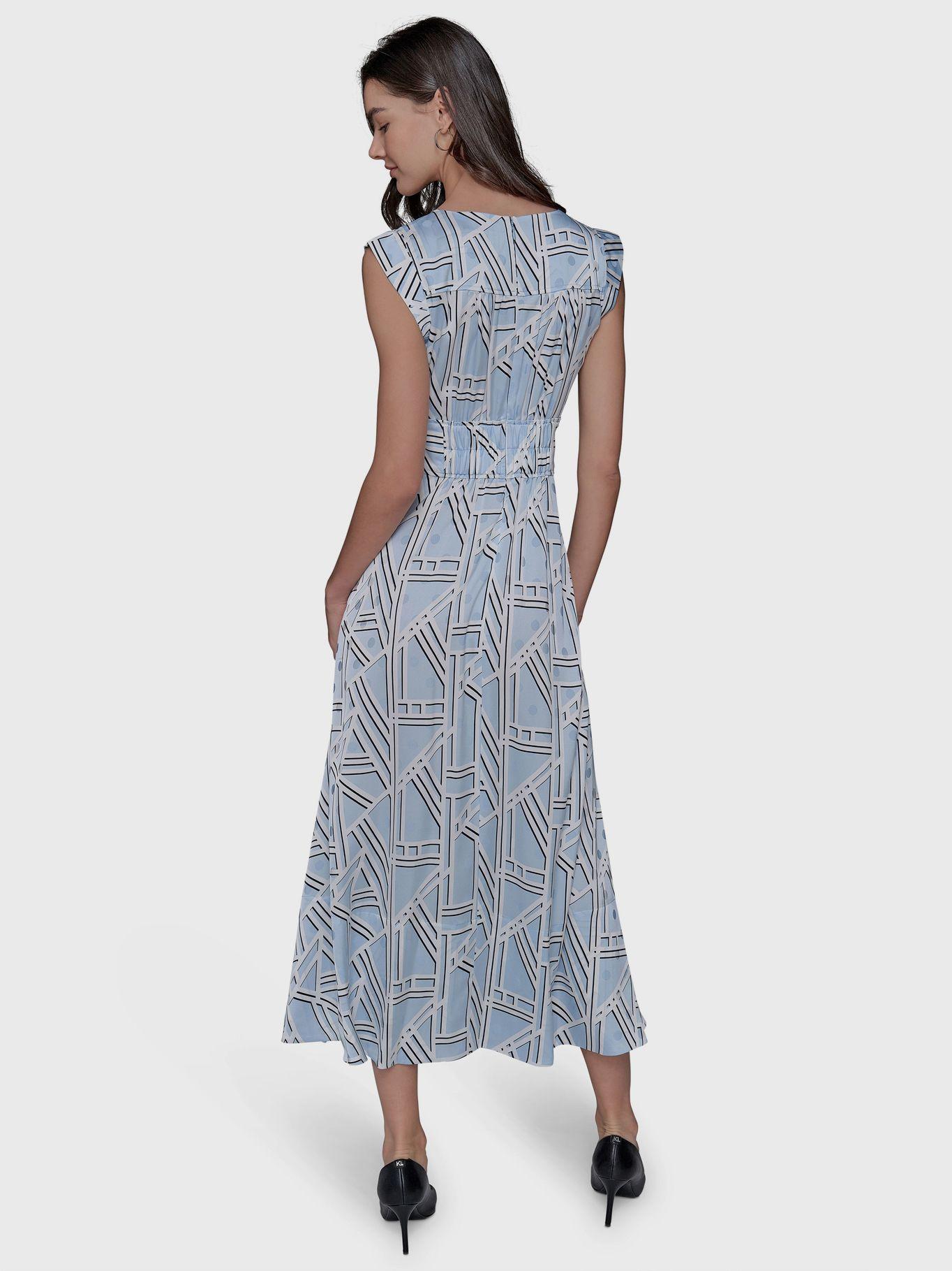 Vestido midi con estampado Azul Karl Lagerfeld-1