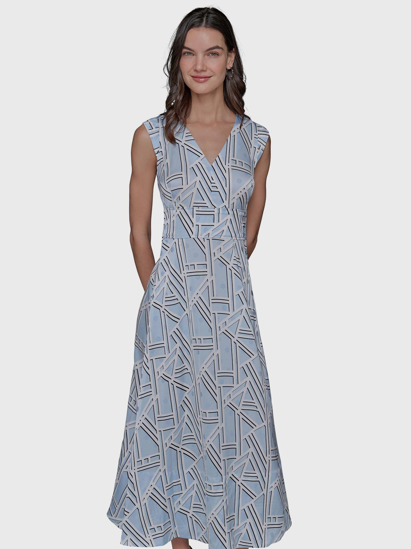 Vestido midi con estampado Azul Karl Lagerfeld-3