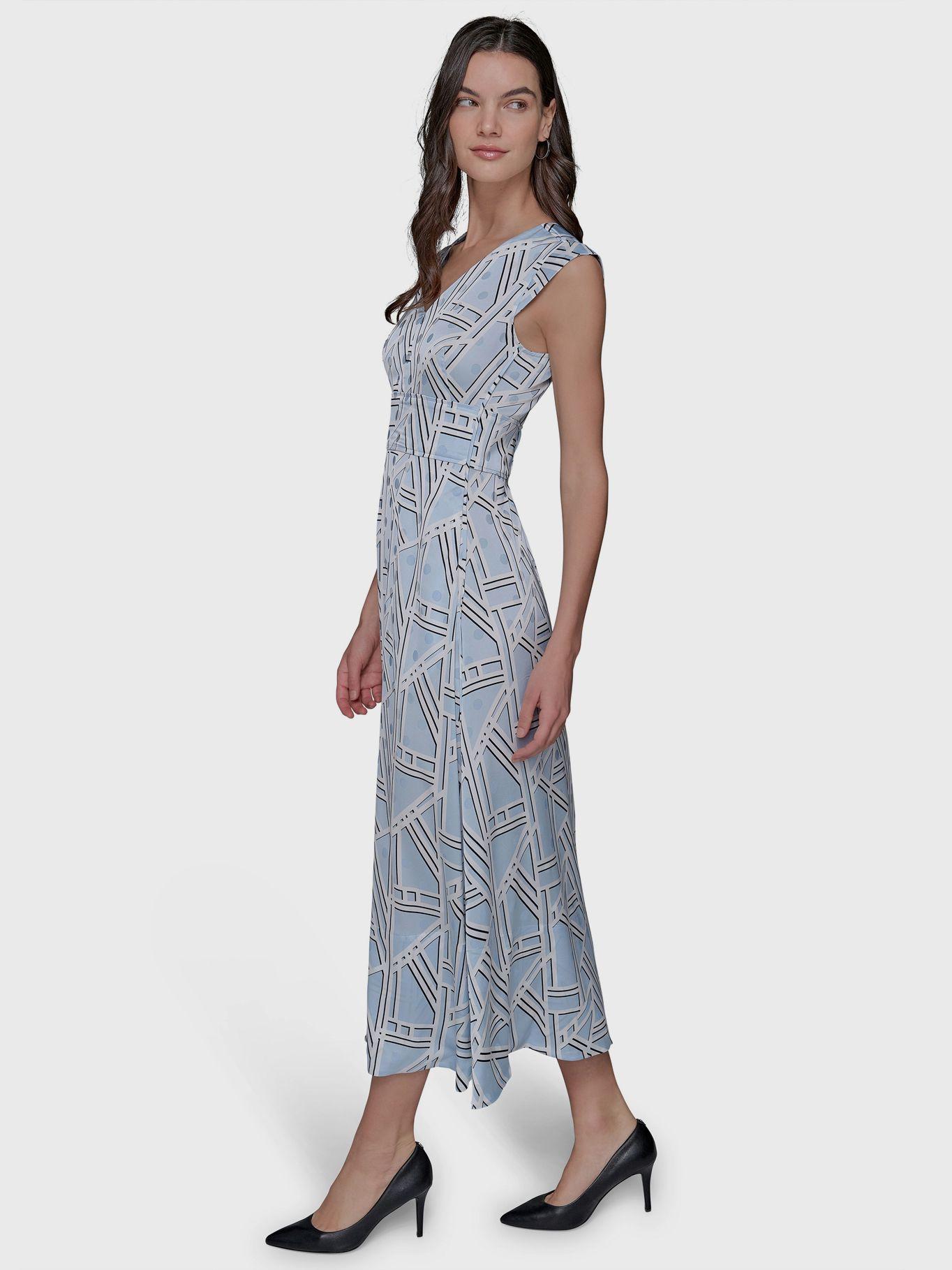 Vestido midi con estampado Azul Karl Lagerfeld-4