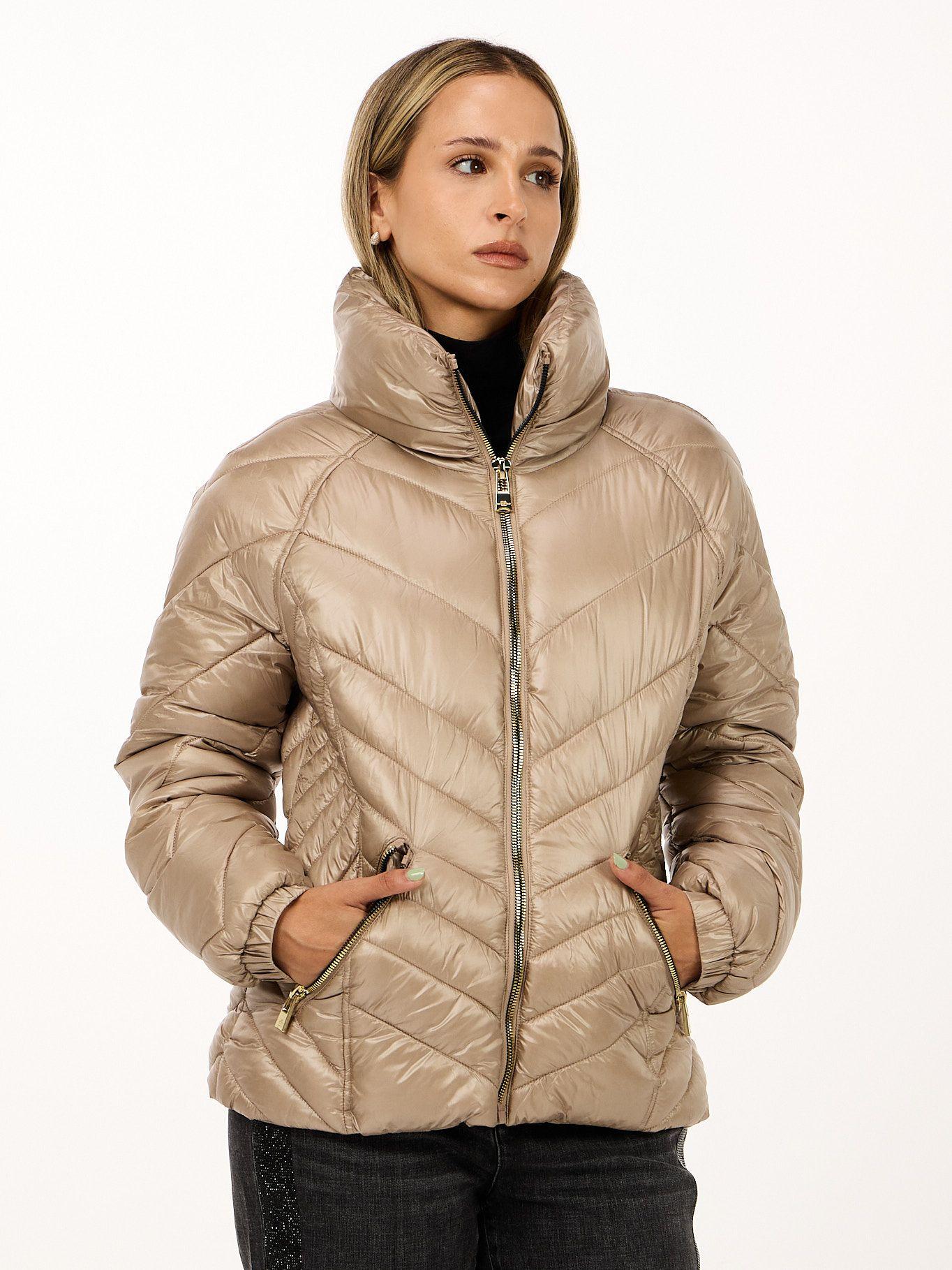 Chaqueta puffer cortas con fruncidos Beige Karl-0