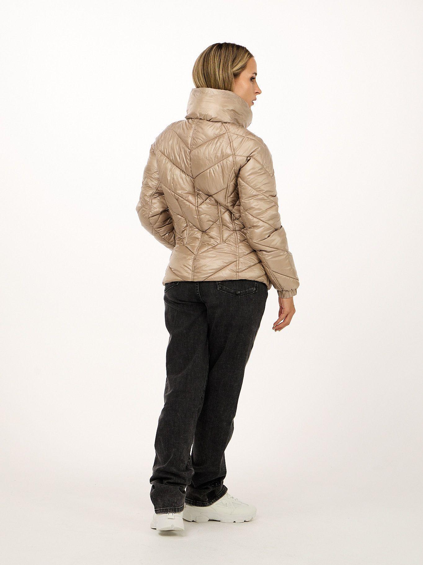 Chaqueta puffer cortas con fruncidos Beige Karl-2