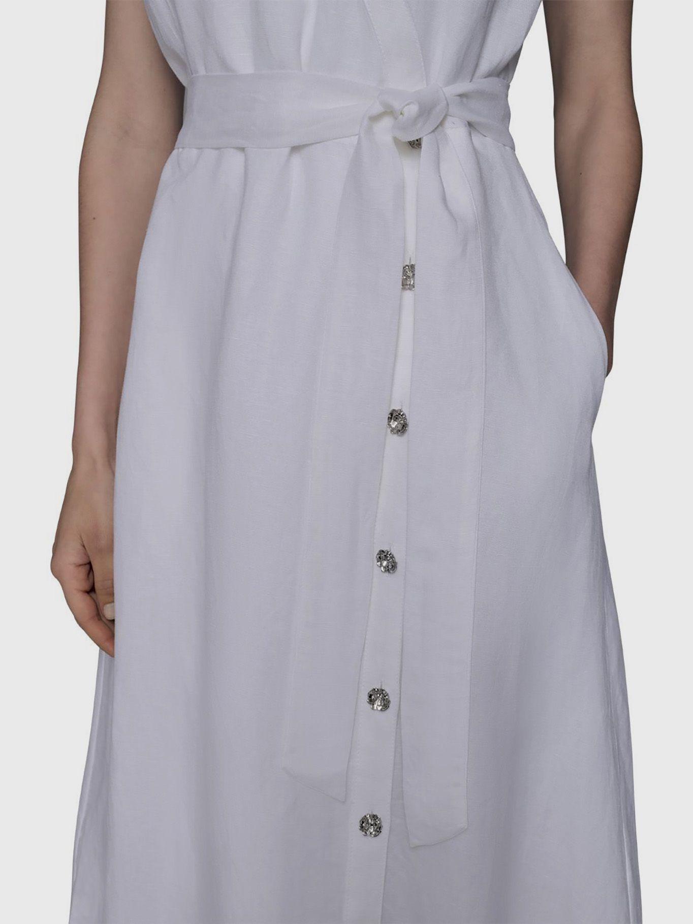 Vestido midi falso escote cruzado Blanco Karl Lagerfeld-1