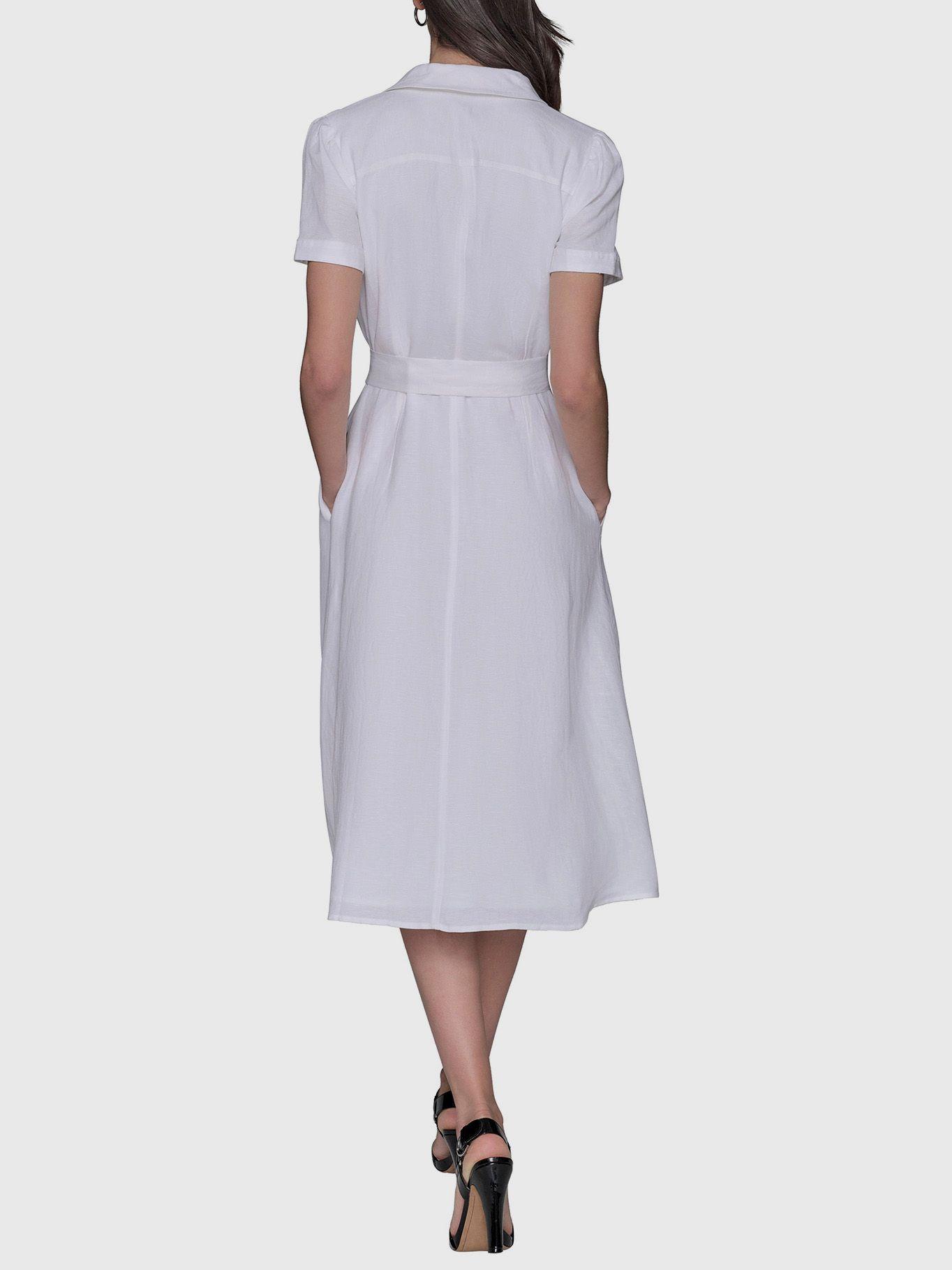 Vestido midi falso escote cruzado Blanco Karl Lagerfeld-2