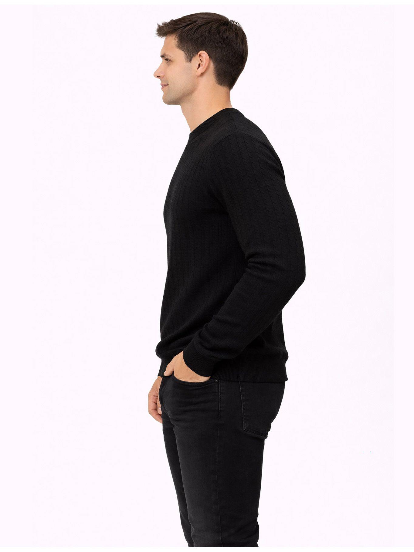 Sweater con tejido de patrón de cable Negro Karl-3