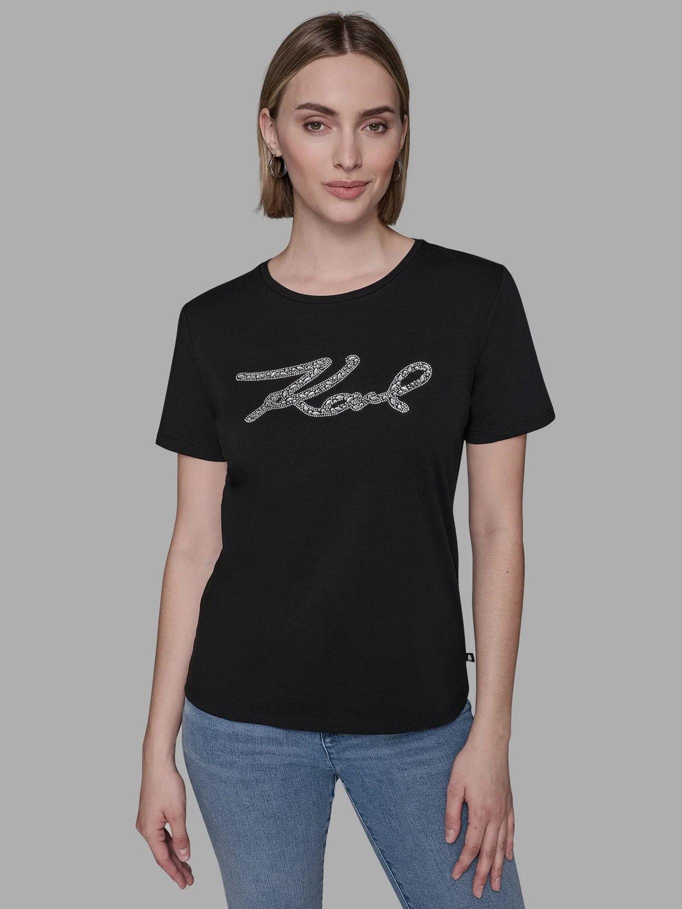 Polera con gráfico de firma de Karl Negro Karl-0