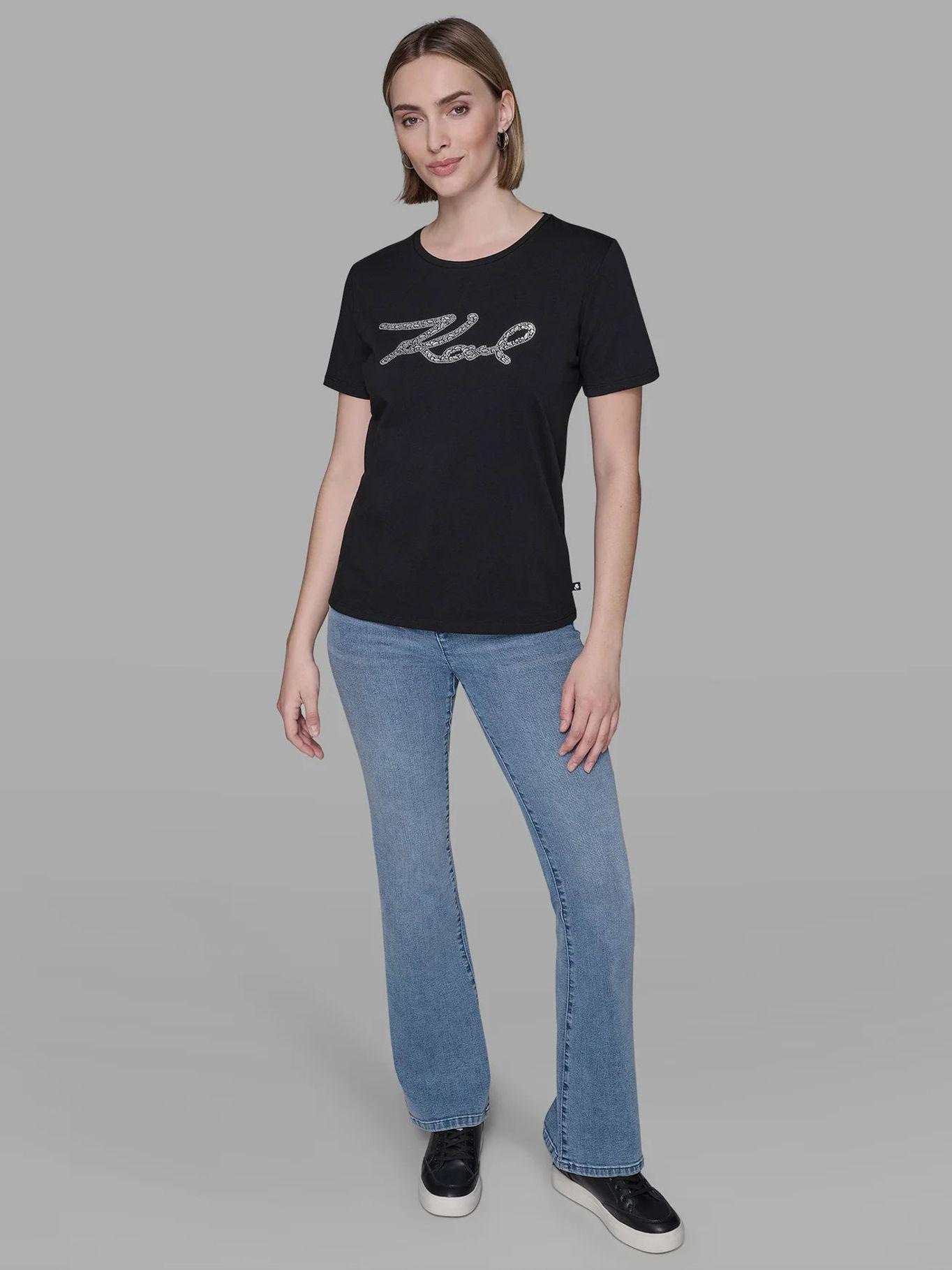 Polera con gráfico de firma de Karl Negro Karl-1