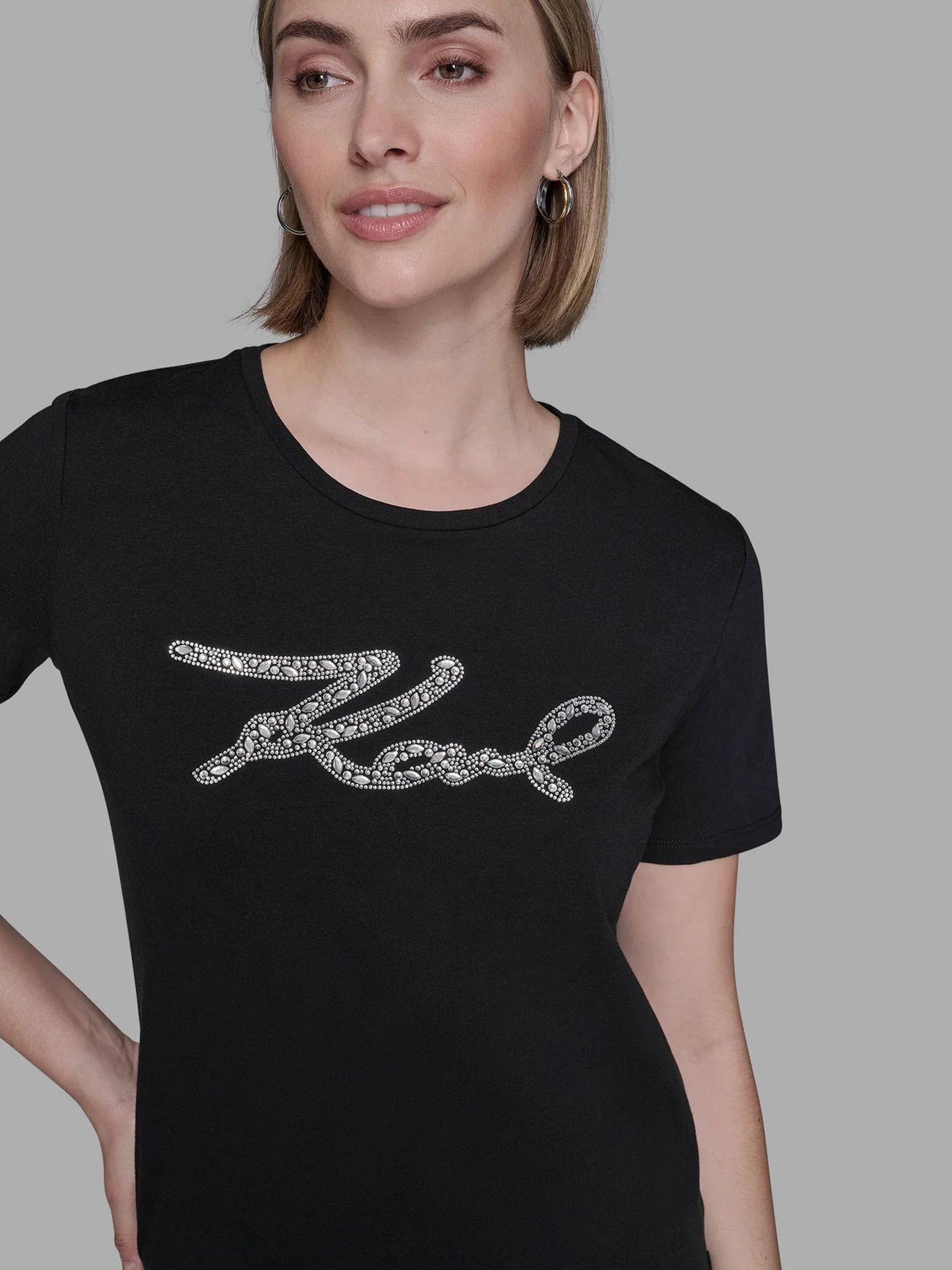 Polera con gráfico de firma de Karl Negro Karl-4