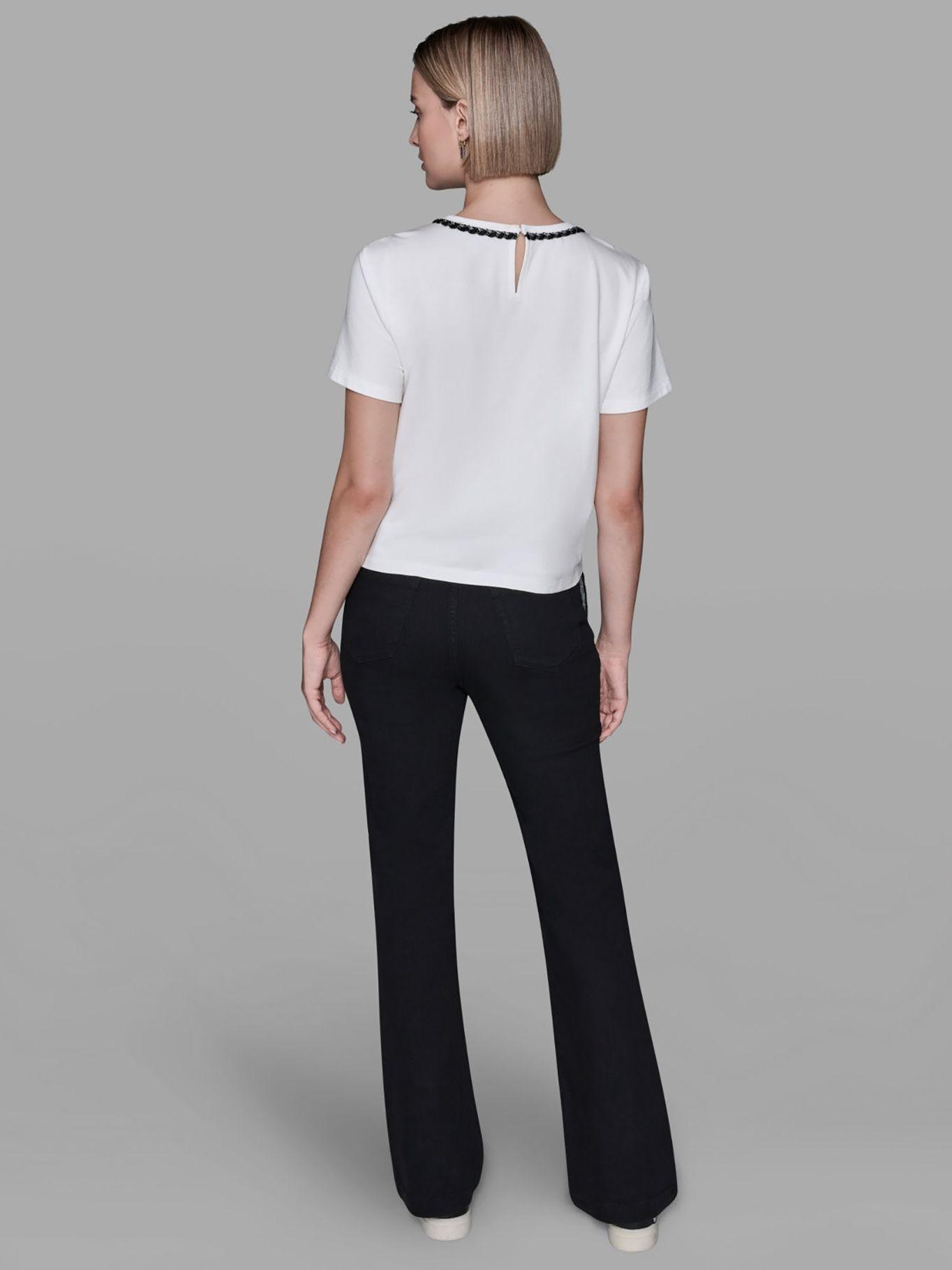 Top de manga corta tejido mixto Blanco Karl Lagerfeld-2