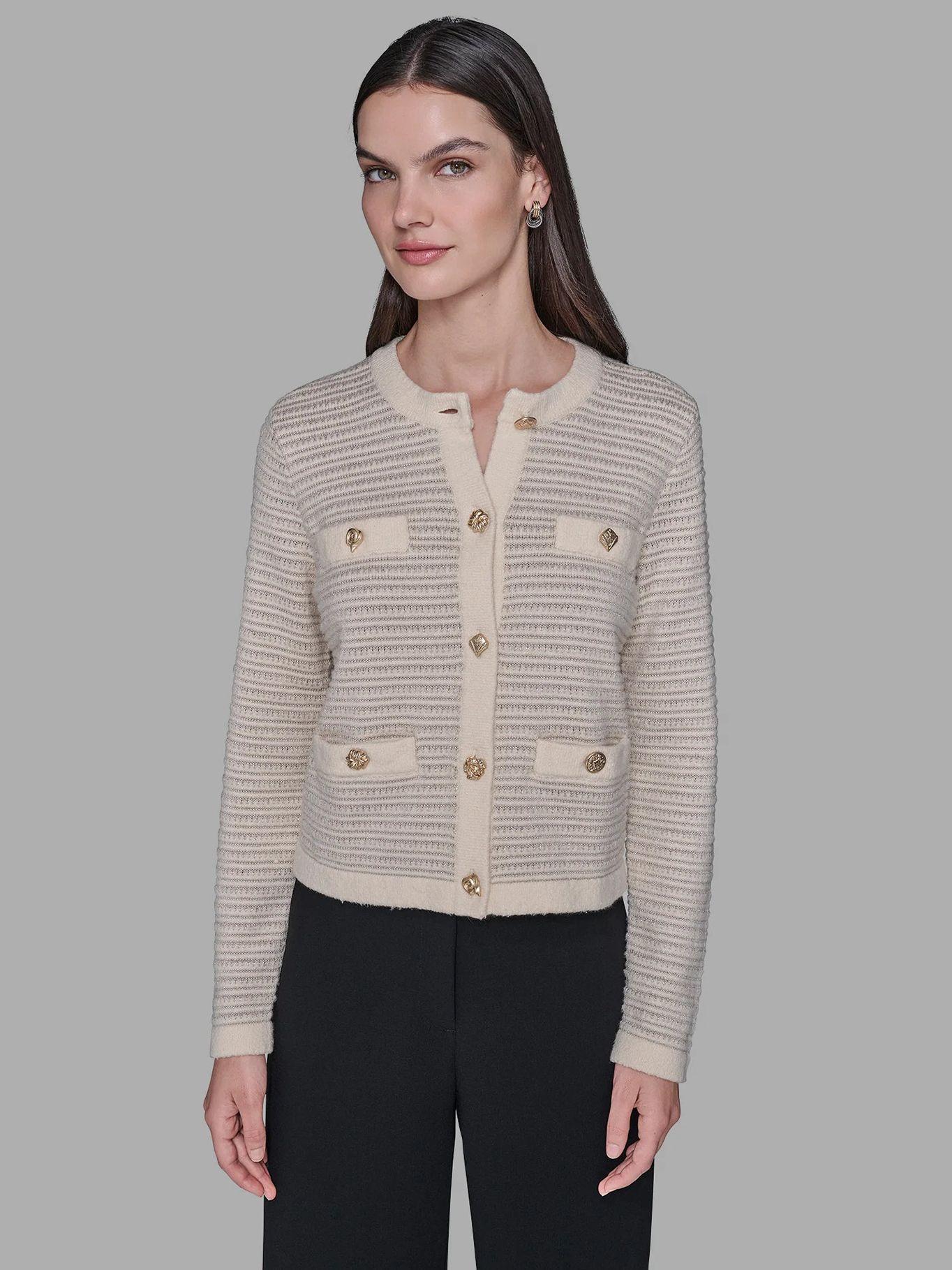 Cárdigan bolsillo-boton decorativo Beige Karl Lagerfeld-0